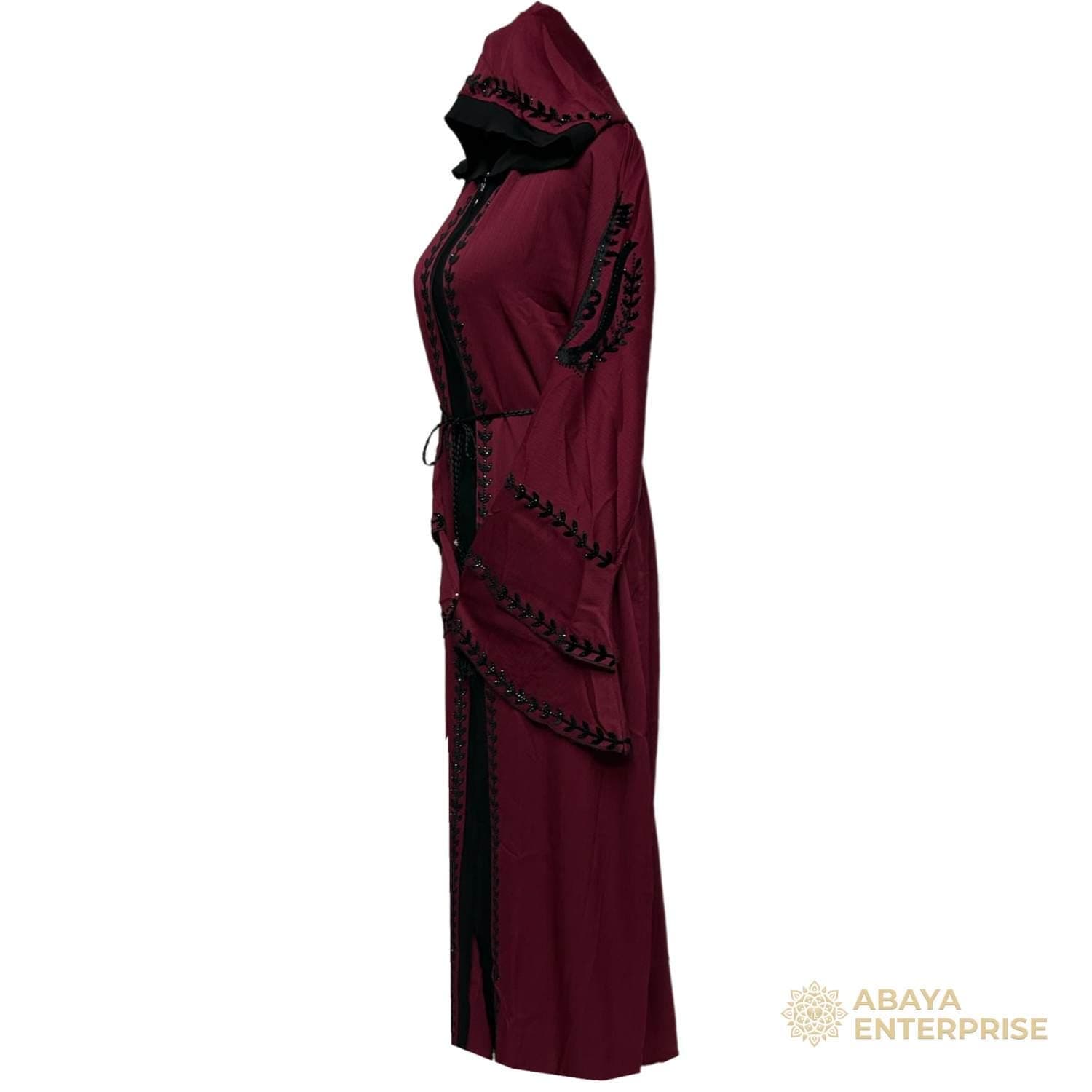 Luxury Women Zoom Hooded Stone Works Abaya Jalabiya Arab Long Dress - image 5