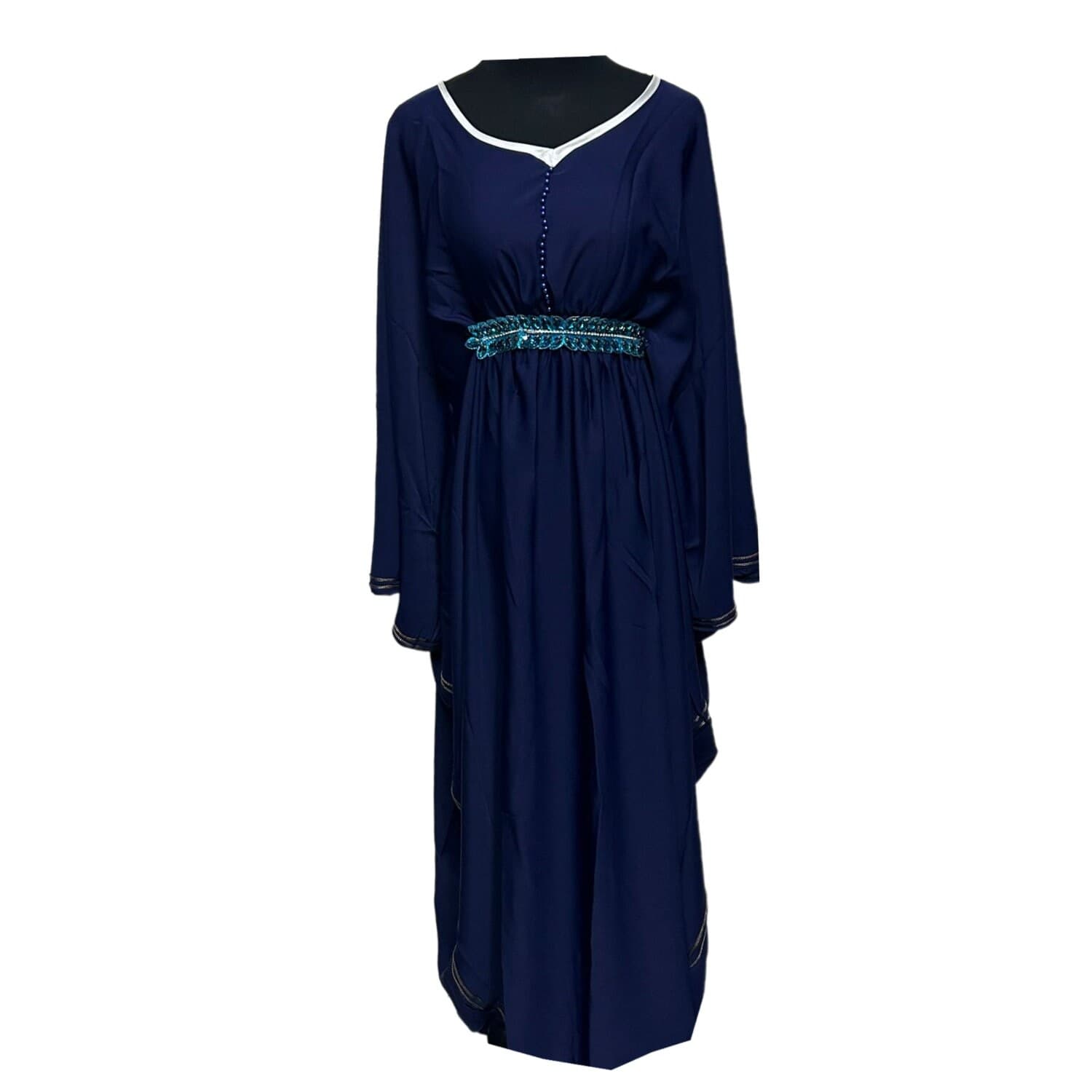 Blue Butterfly Abaya Farasha Jalabiya Arab Dress - image 5