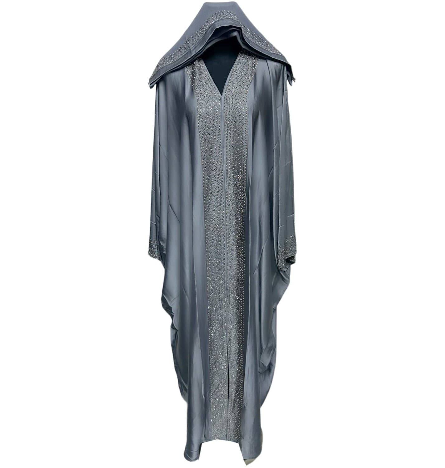 Luxury Women Satin Stone Works Abaya Jalabiya Arab Long Dress - image 4