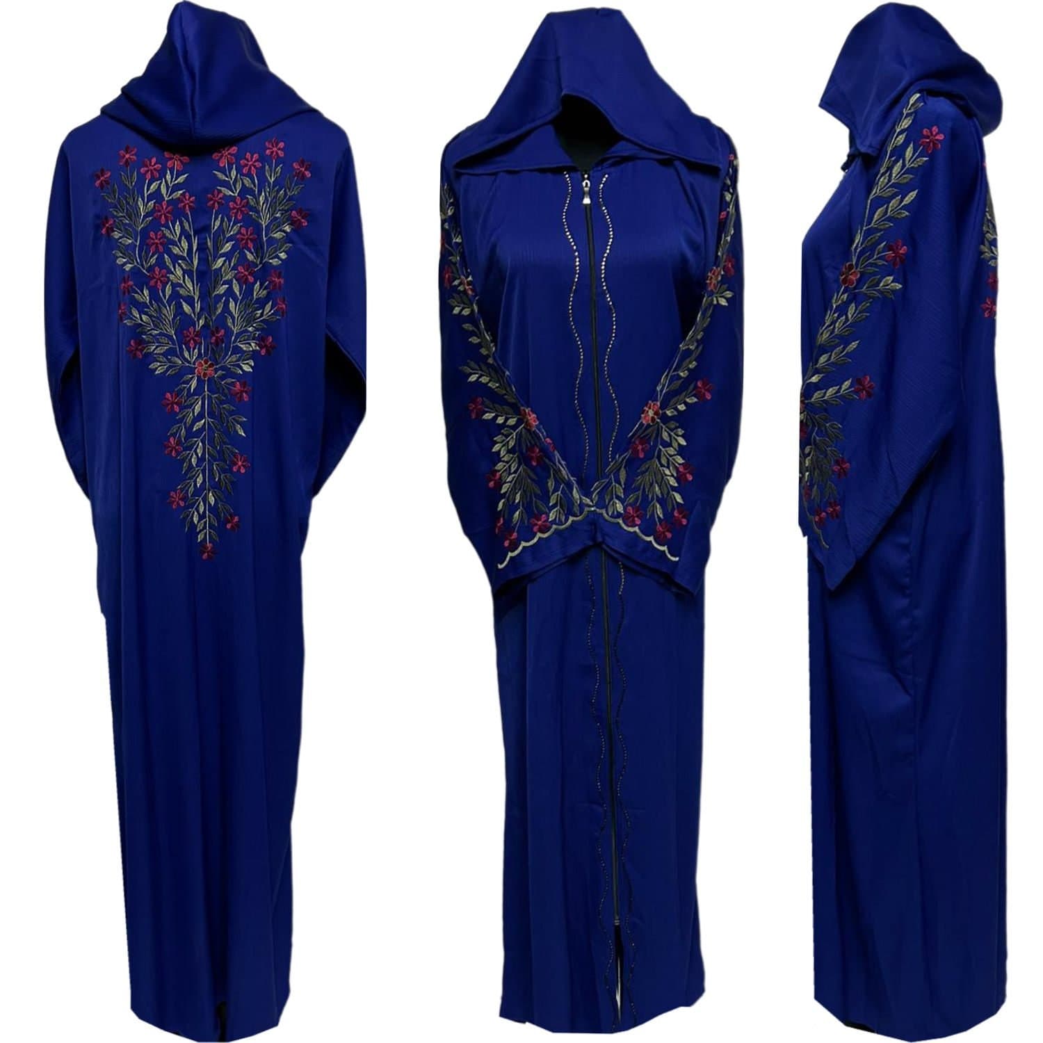 Women Moroccan Style Hooded Abaya Jalabiya long dress with Embroidery