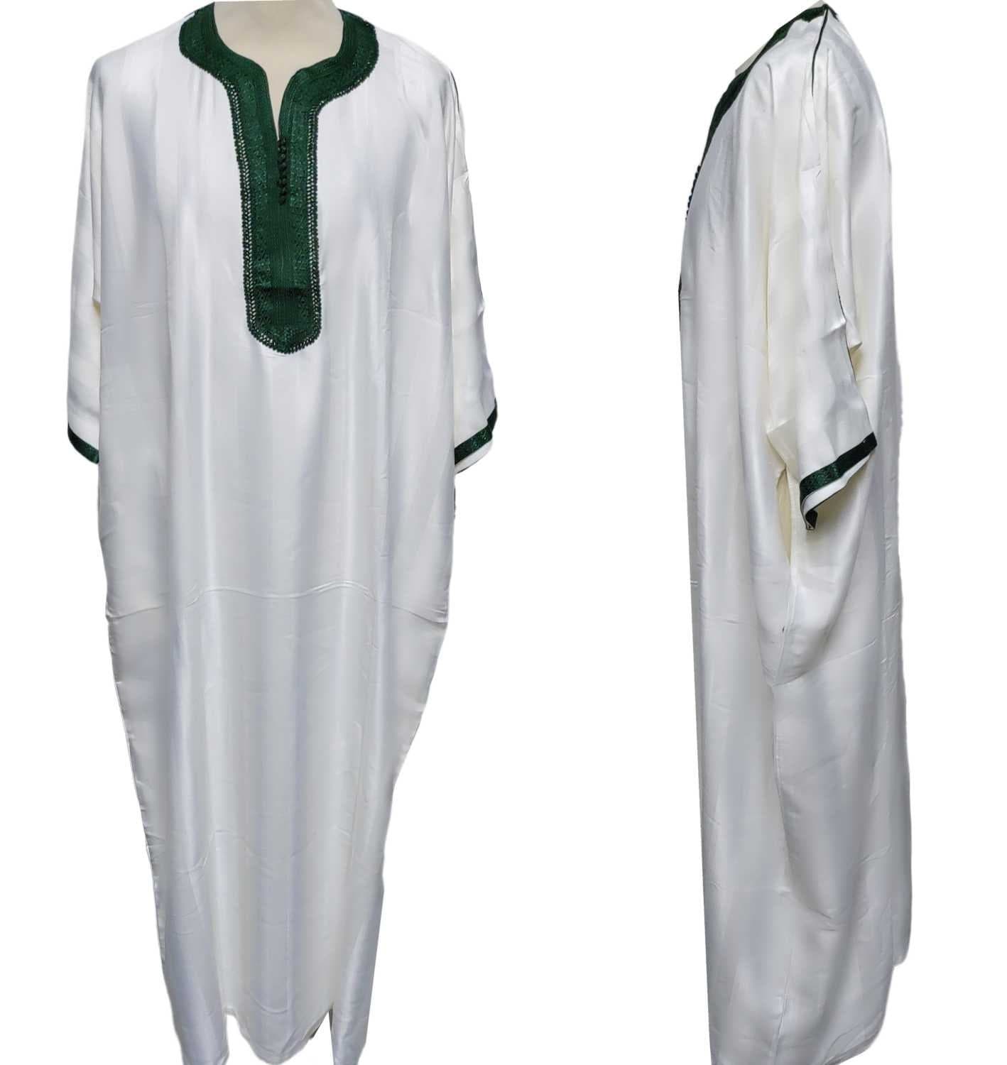 Men Moroccan Cream Thobe Jubba Kandora Djellaba