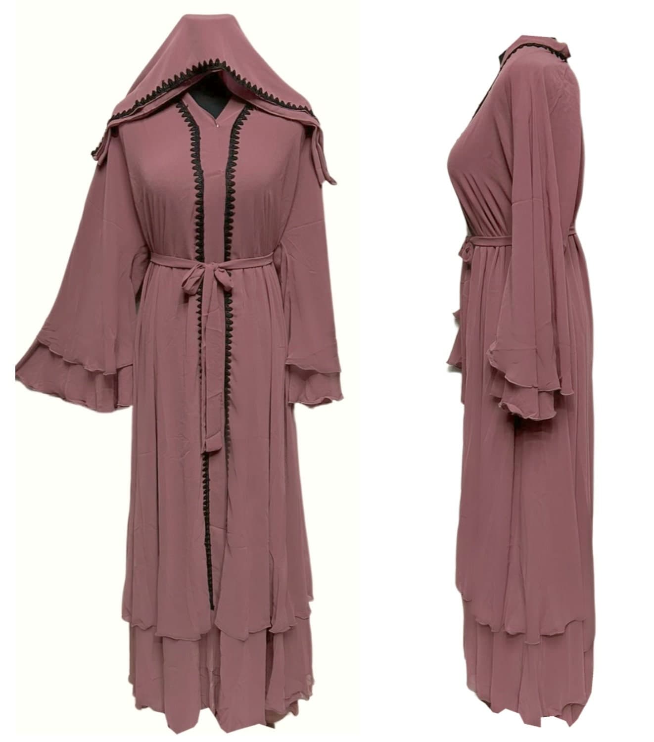 Women's Open Front Chiffon Abaya Jalabiya long dress
