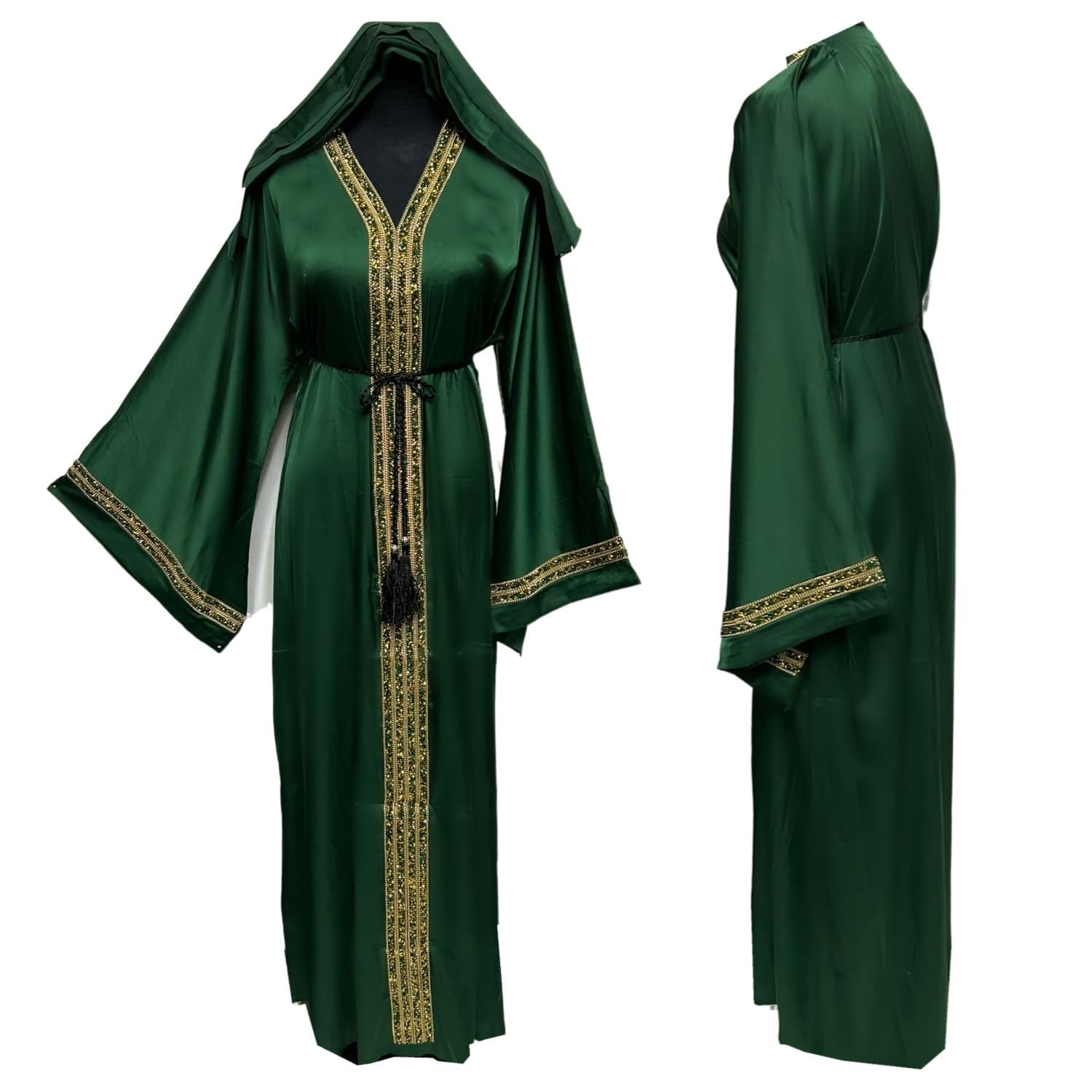 Luxury Satin women stone work Abaya Jalabiya Arab Long Dress