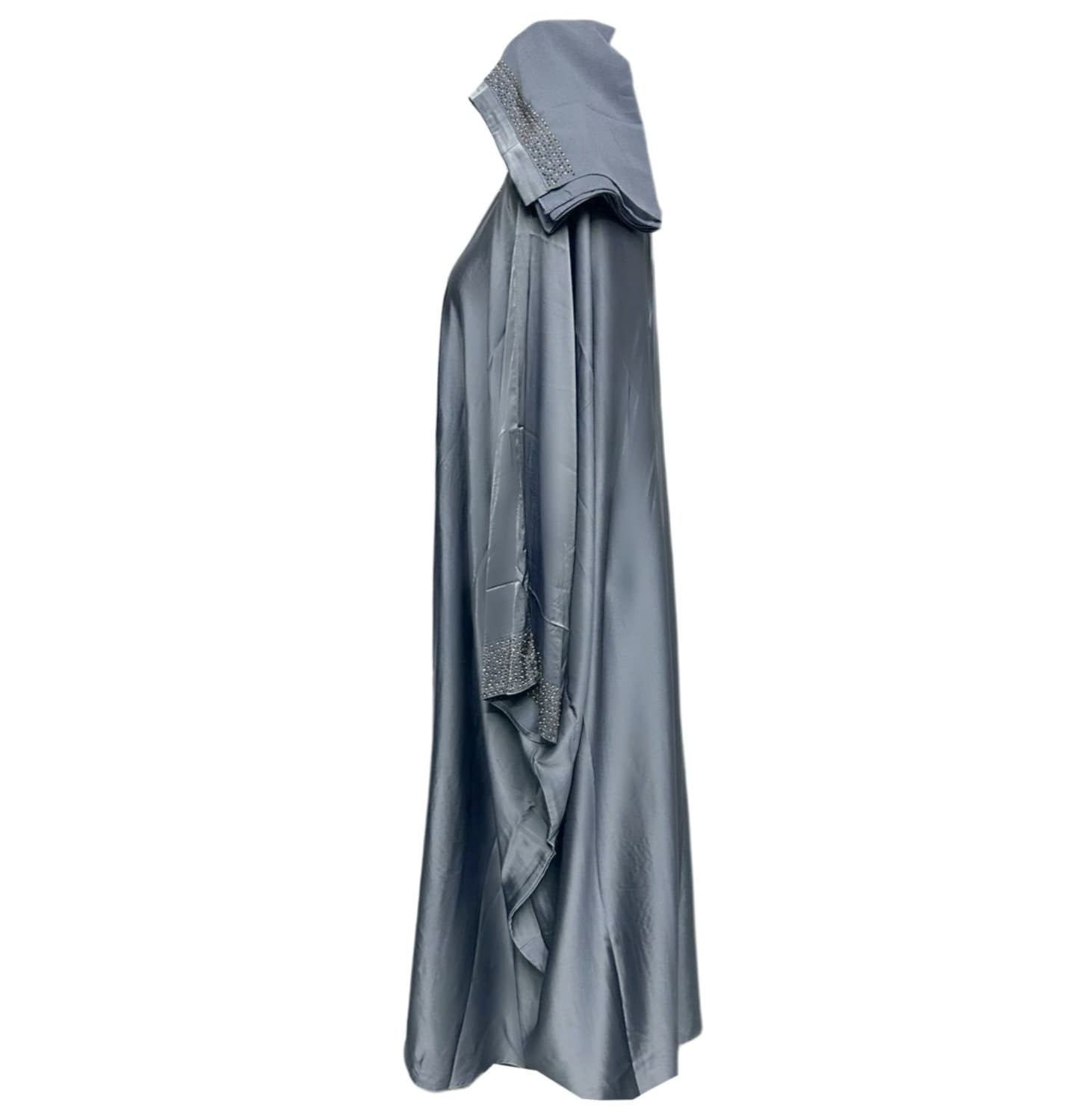 Luxury Women Satin Stone Works Abaya Jalabiya Arab Long Dress - image 5
