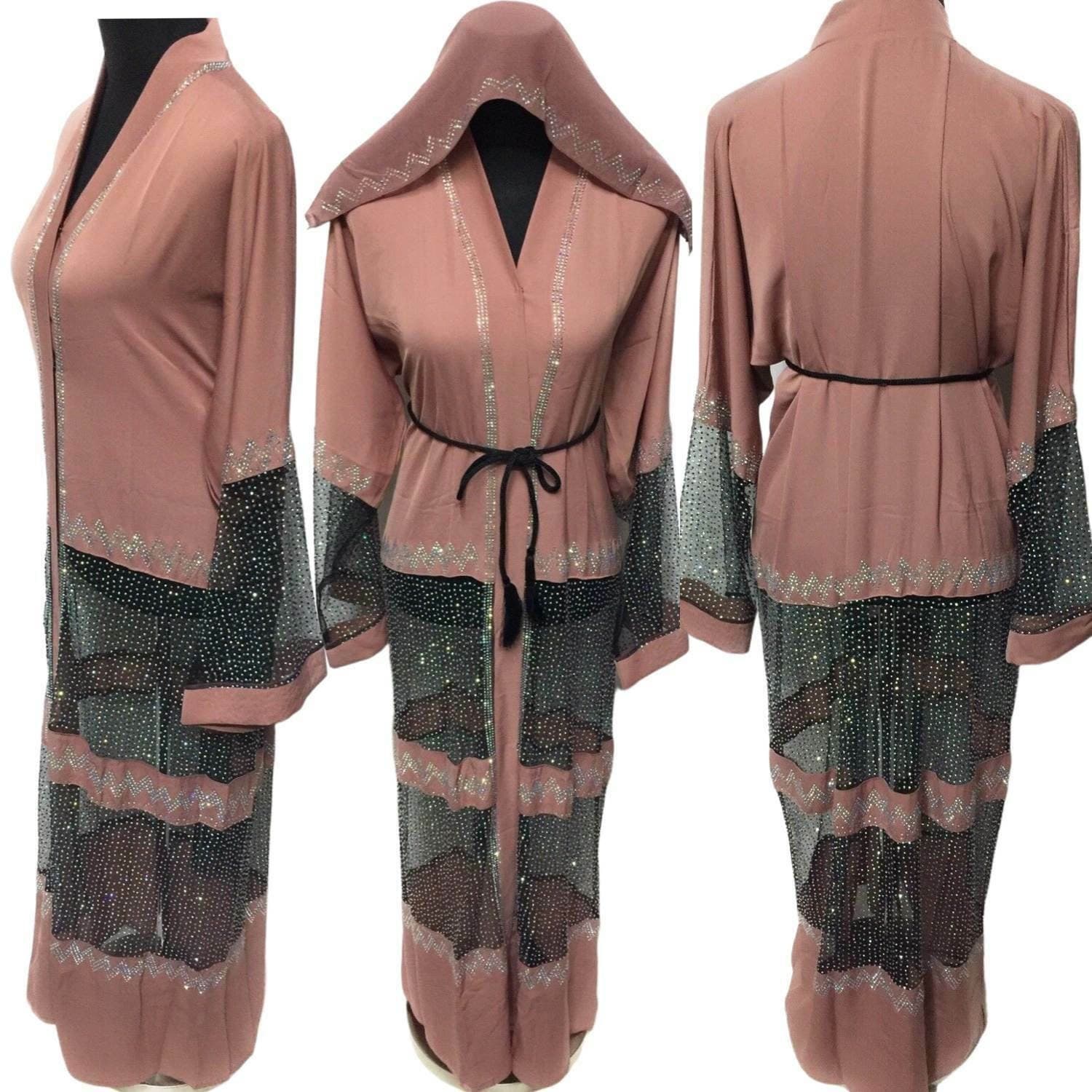 Latest Design Women Pink Abaya Farasha Jalabiya