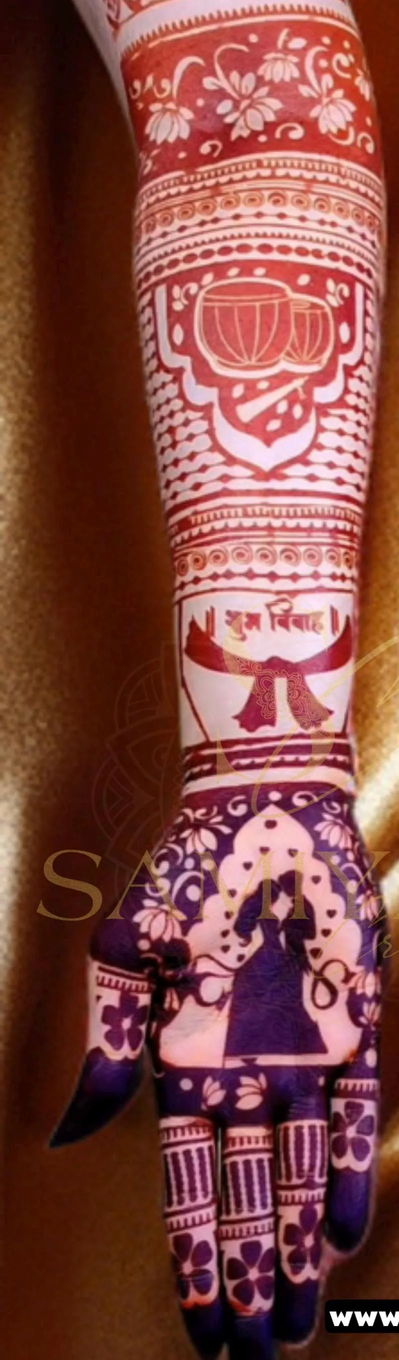 Subh Vivah Bridal Henna Stencil with Bride and Groom Design by Samiya’s Creations