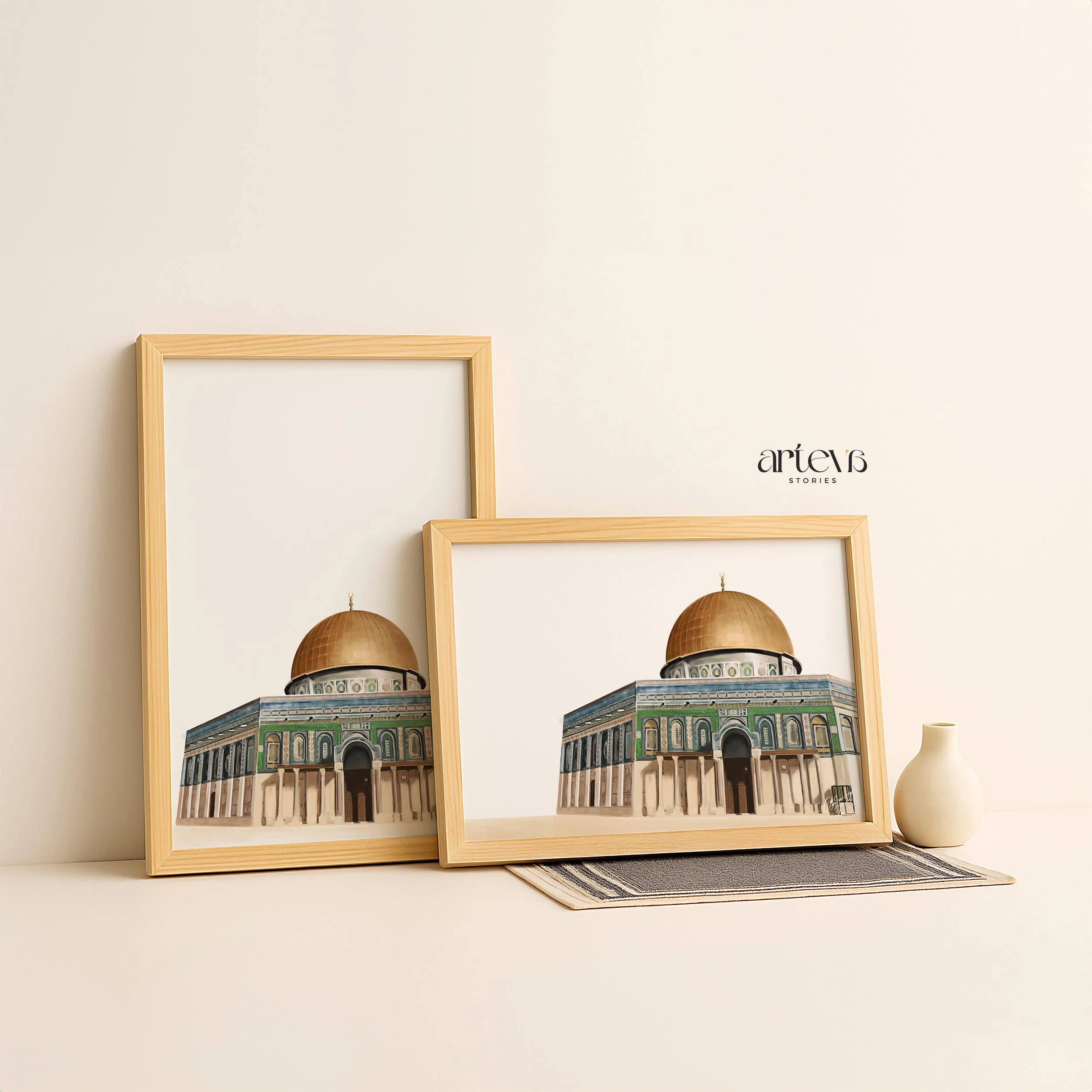 Dome of the Rock Qubbah As-Sakhra Digital Painting Print, Islamic Architecture Landmark Wall Art, Printable Home Decor - image 4