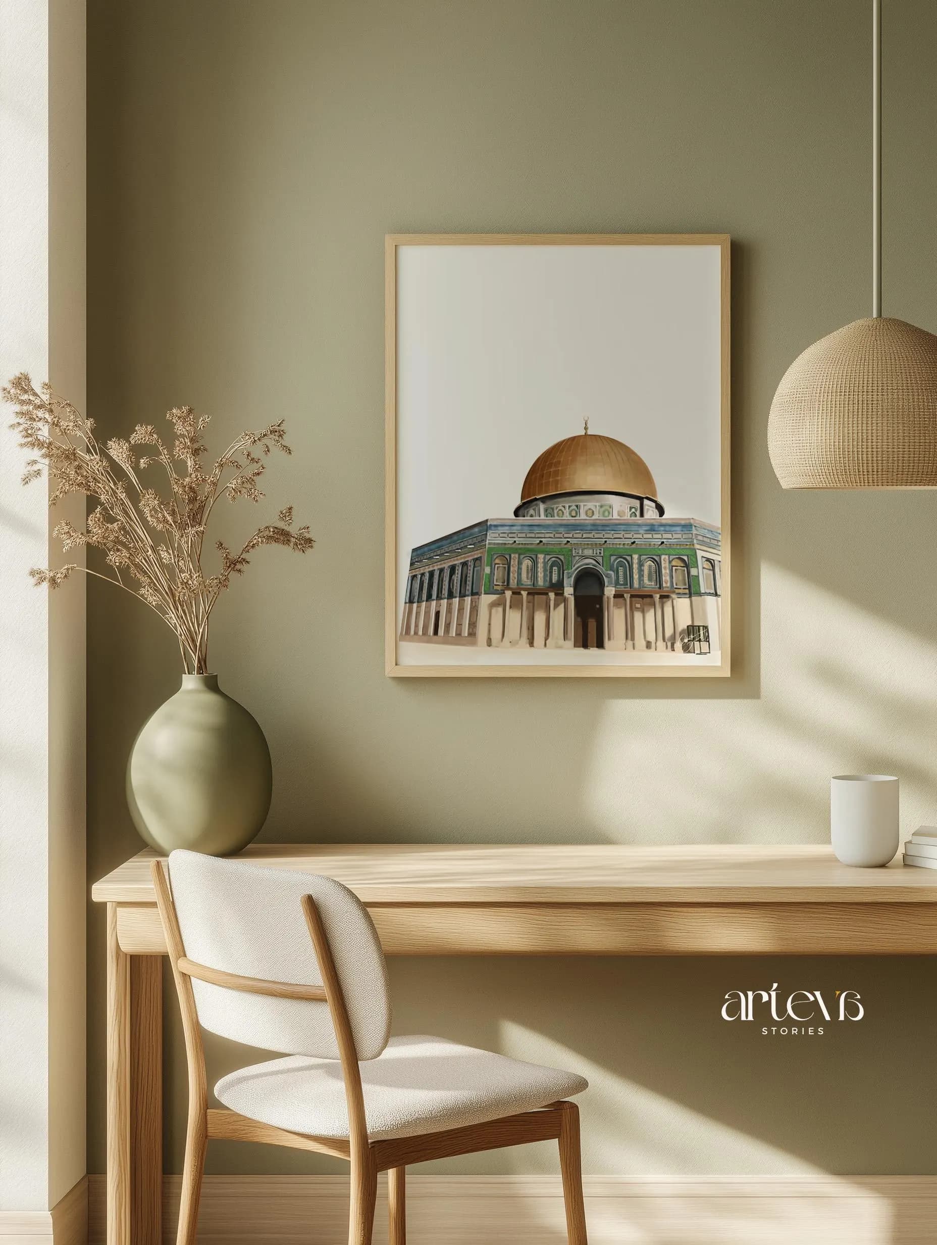Dome of the Rock Qubbah As-Sakhra Digital Painting Print, Islamic Architecture Landmark Wall Art, Printable Home Decor - image 5