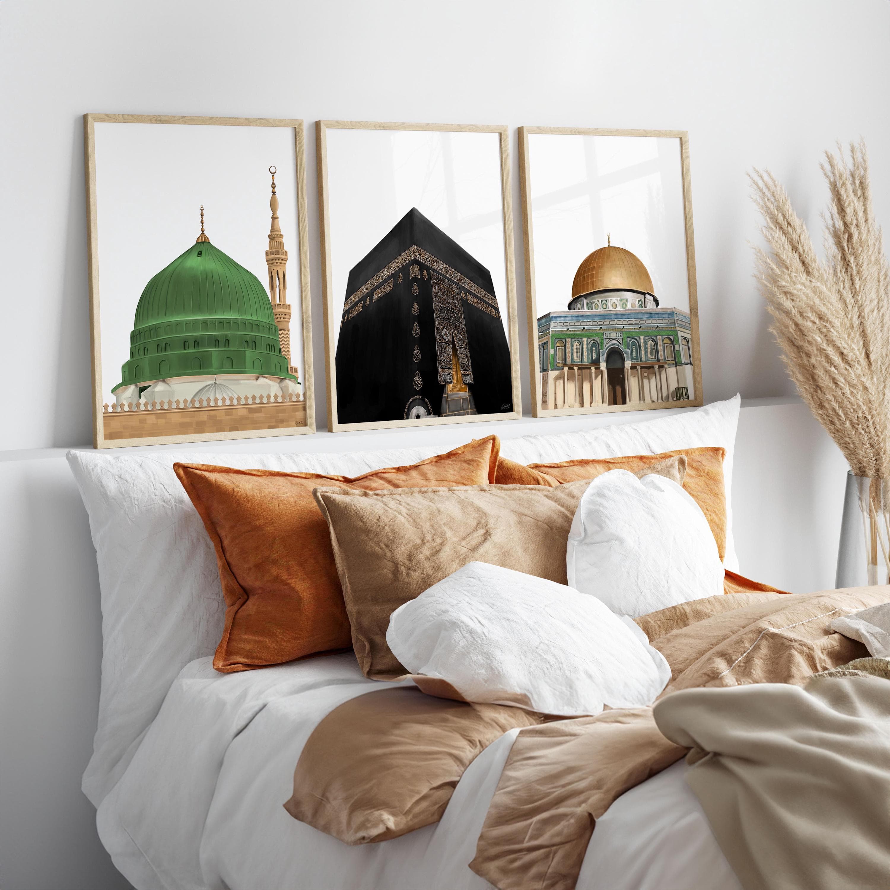 Set of 3 Islamic Landmark Prints, Kaaba, Masjid Nabawi & Dome of the Rock, Digital Wall Art, Printable Muslim Decor - image 5