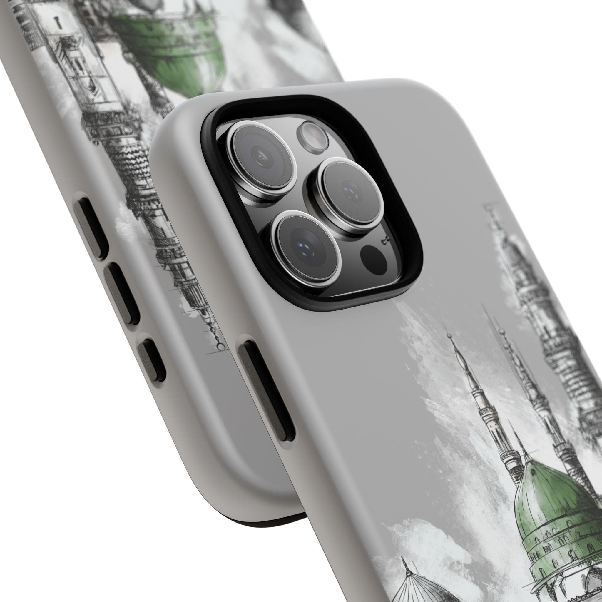 Masjid An-Nabawi Green Dome Sketch Tough Phone Case, Islamic Art iPhone & Samsung Cover, Muslim Gift - image 4