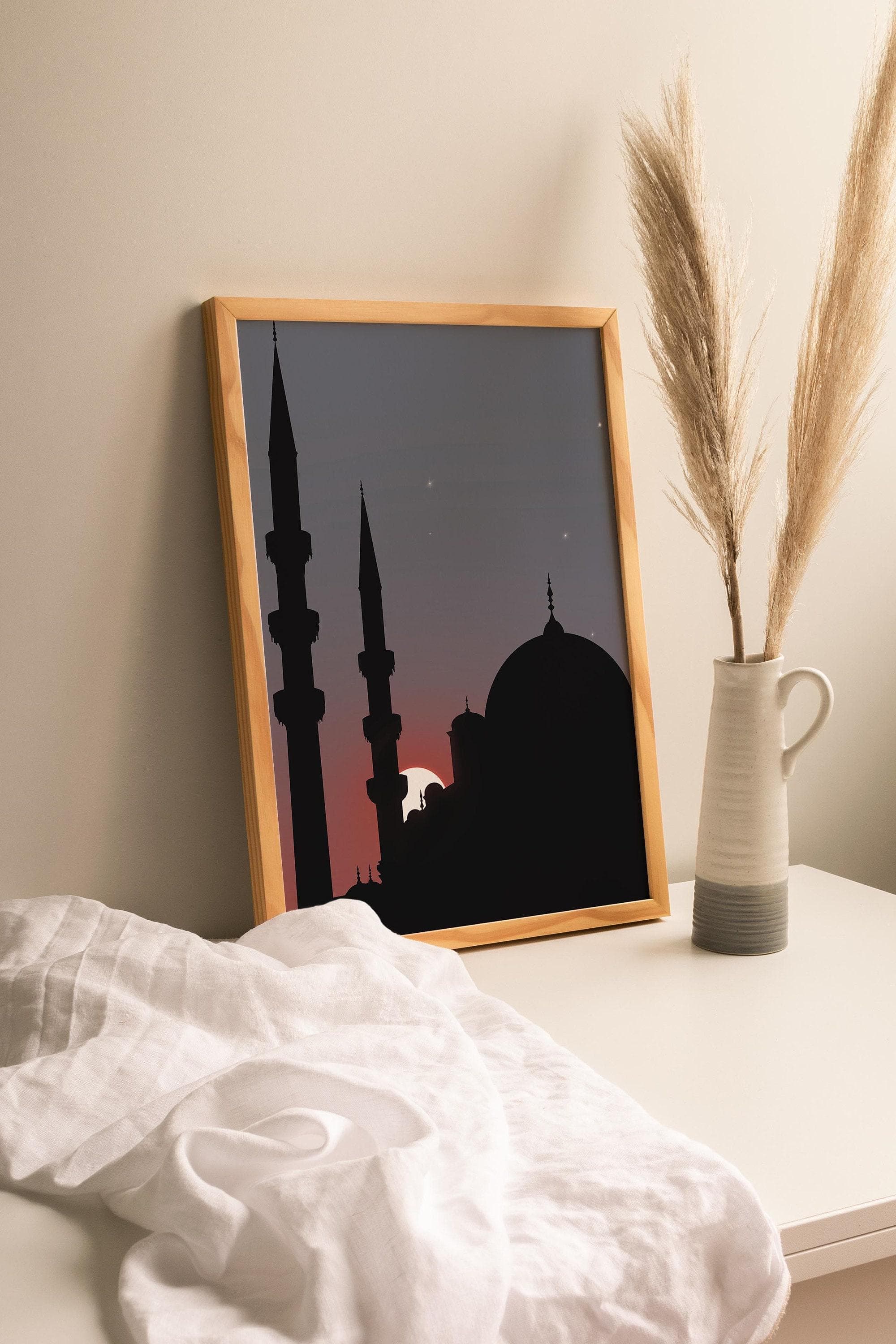 Printable Islamic Wall Art Masjid and Sunset Minimalist Wall Art, Mosque Silhouette, Masjid Art, Islamic Home Decor, Ramadan Decoration - image 4