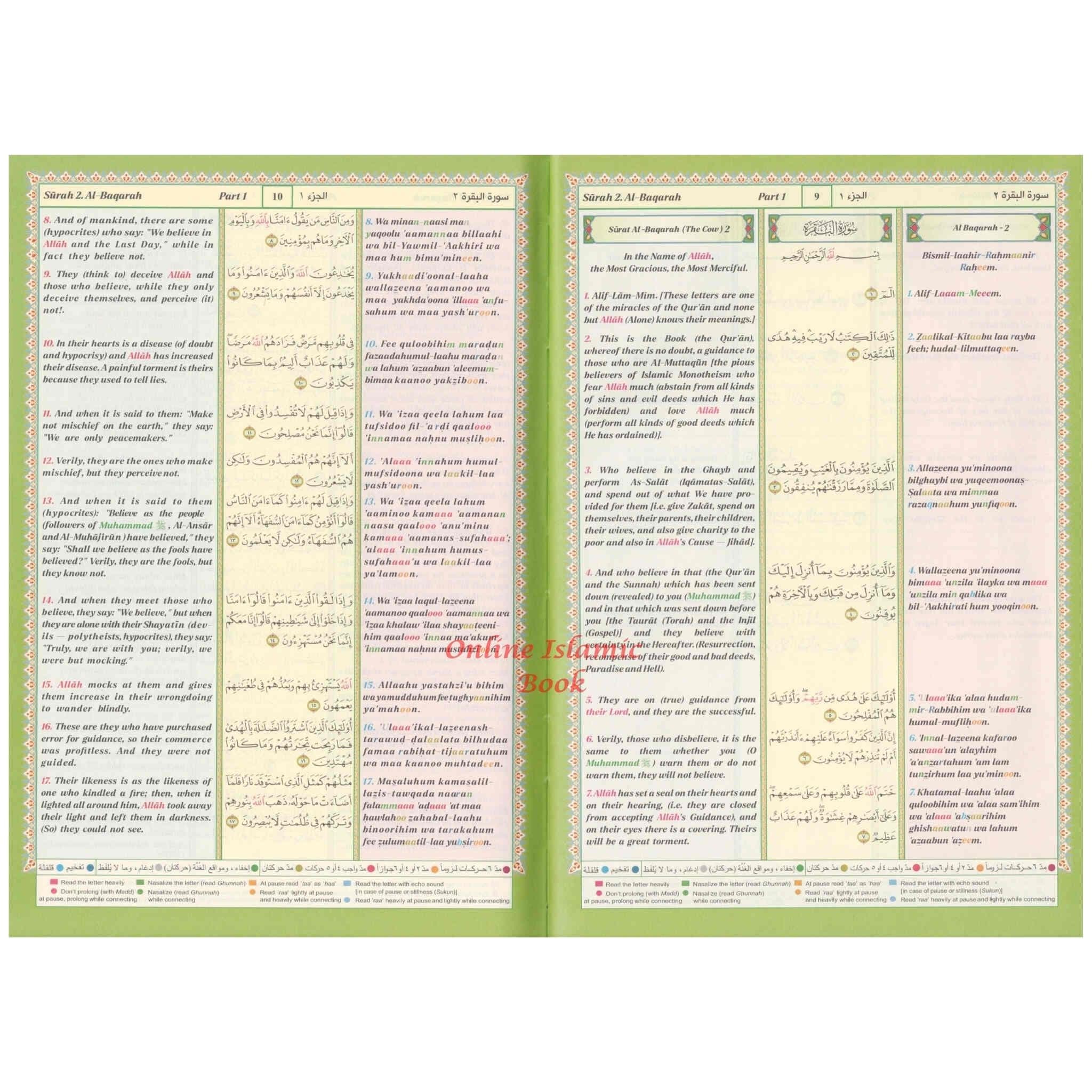 The Noble Quran: Transliteration in Roman Script with Arabic Text and English Rainbow Color (Large) - image 4