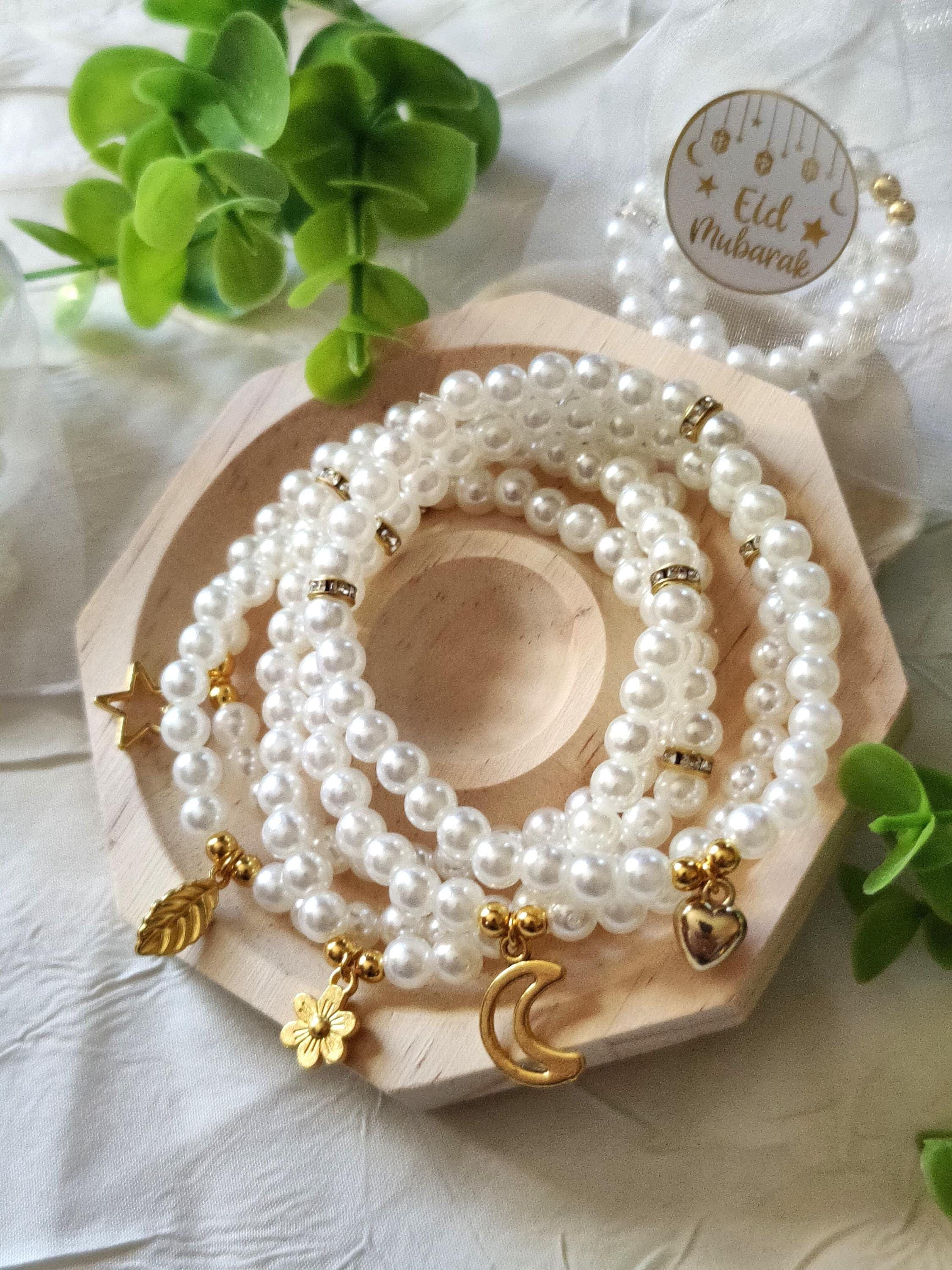 Bracelet Tasbih 33 perles doré cadeau femme mariage hénné personnalisé perles de prière dhikr cadeau Eid Mubarak Ramadan henna