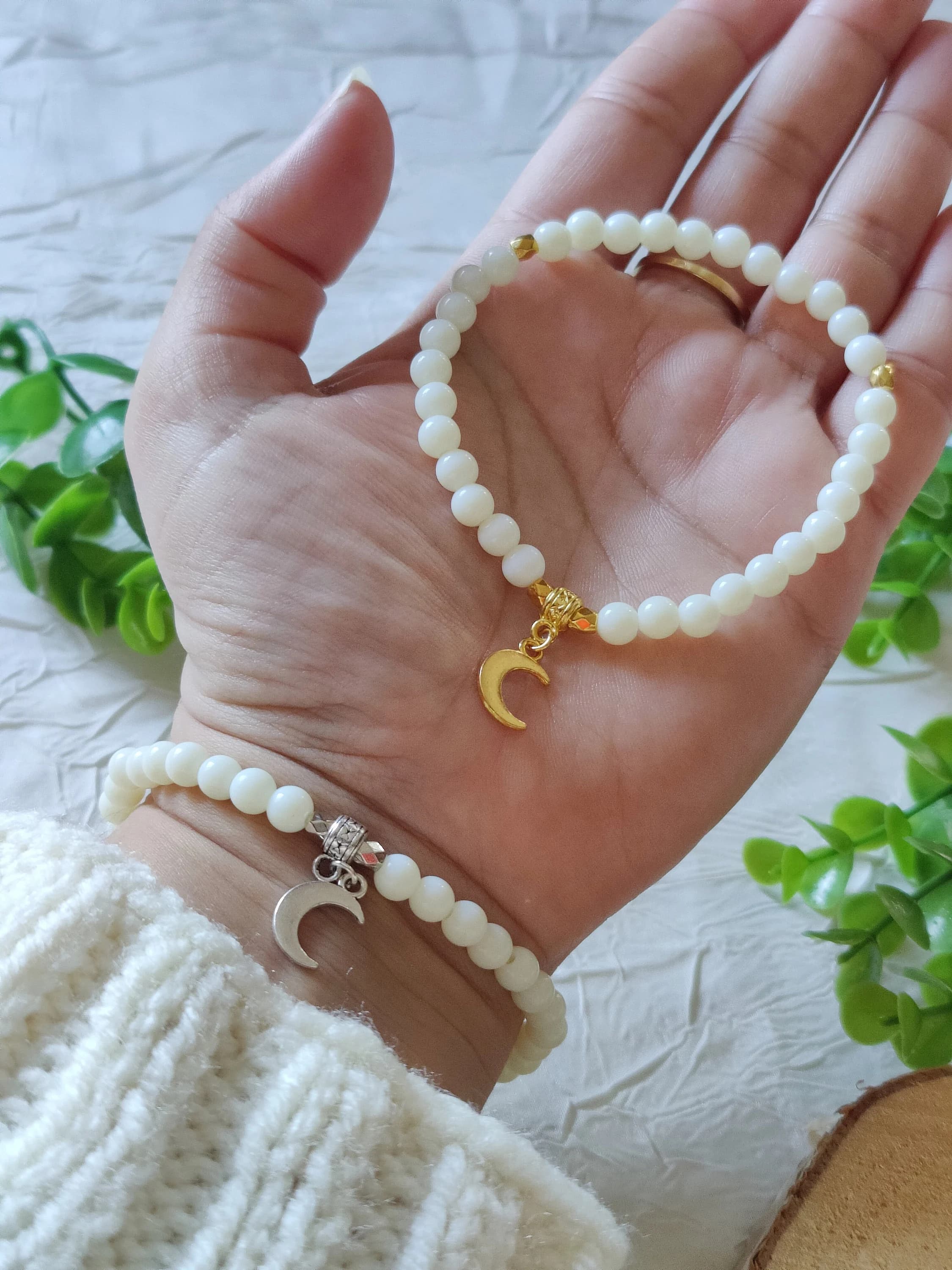 Bracelet Tasbih 33 perles personnalisable, tasbih femme - doré, argenté, 33 perles, perles de prière, cadeau eid ramadan, lune