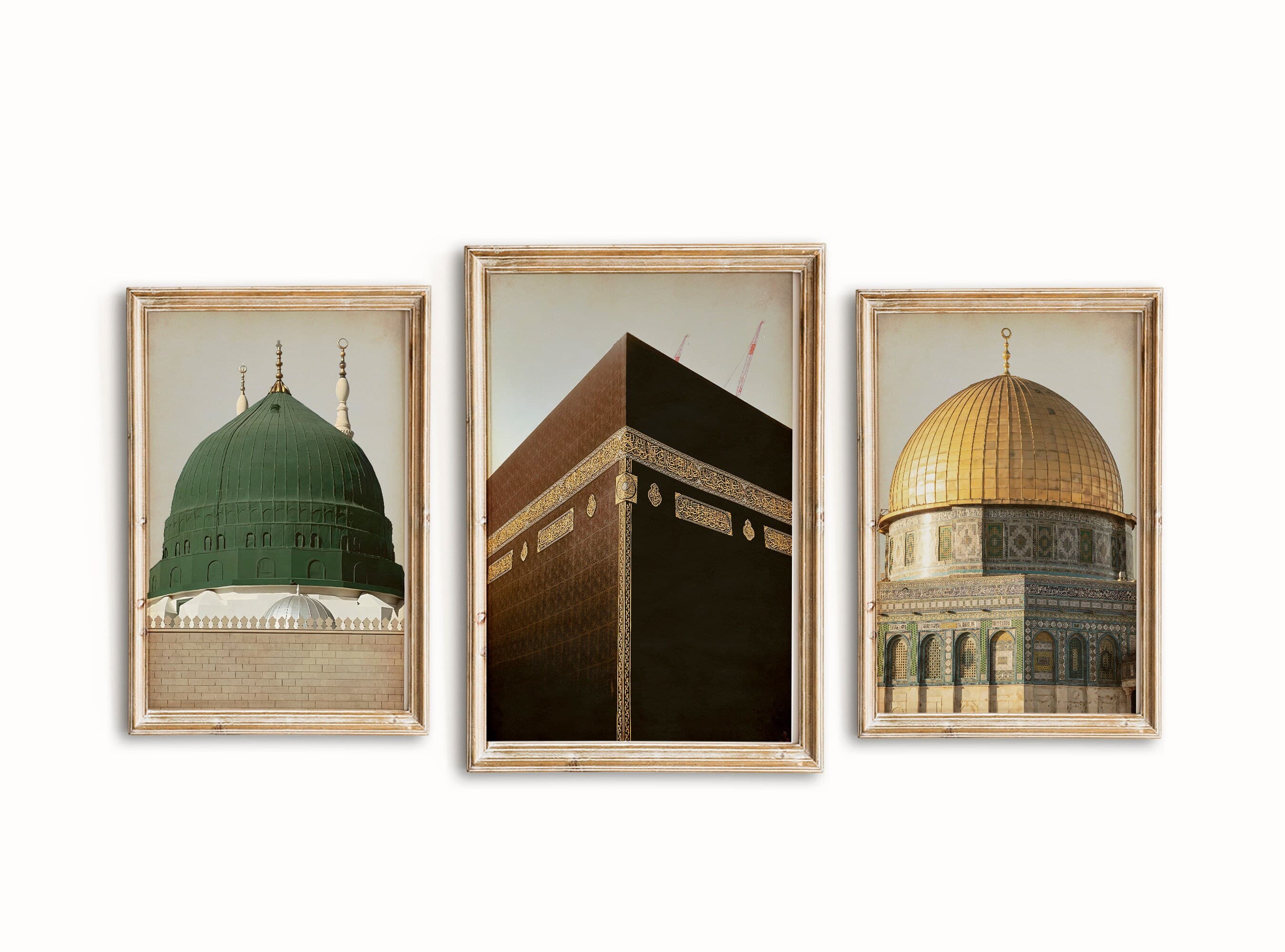Masjid An-Nabawi Masjid Al Haram Masjid Al Aqsa Set of 3 Islamic Wall Art, Muslim Home Decor Gift, Mosque Wall Art-Mosque Wall Decor Digital - image 3