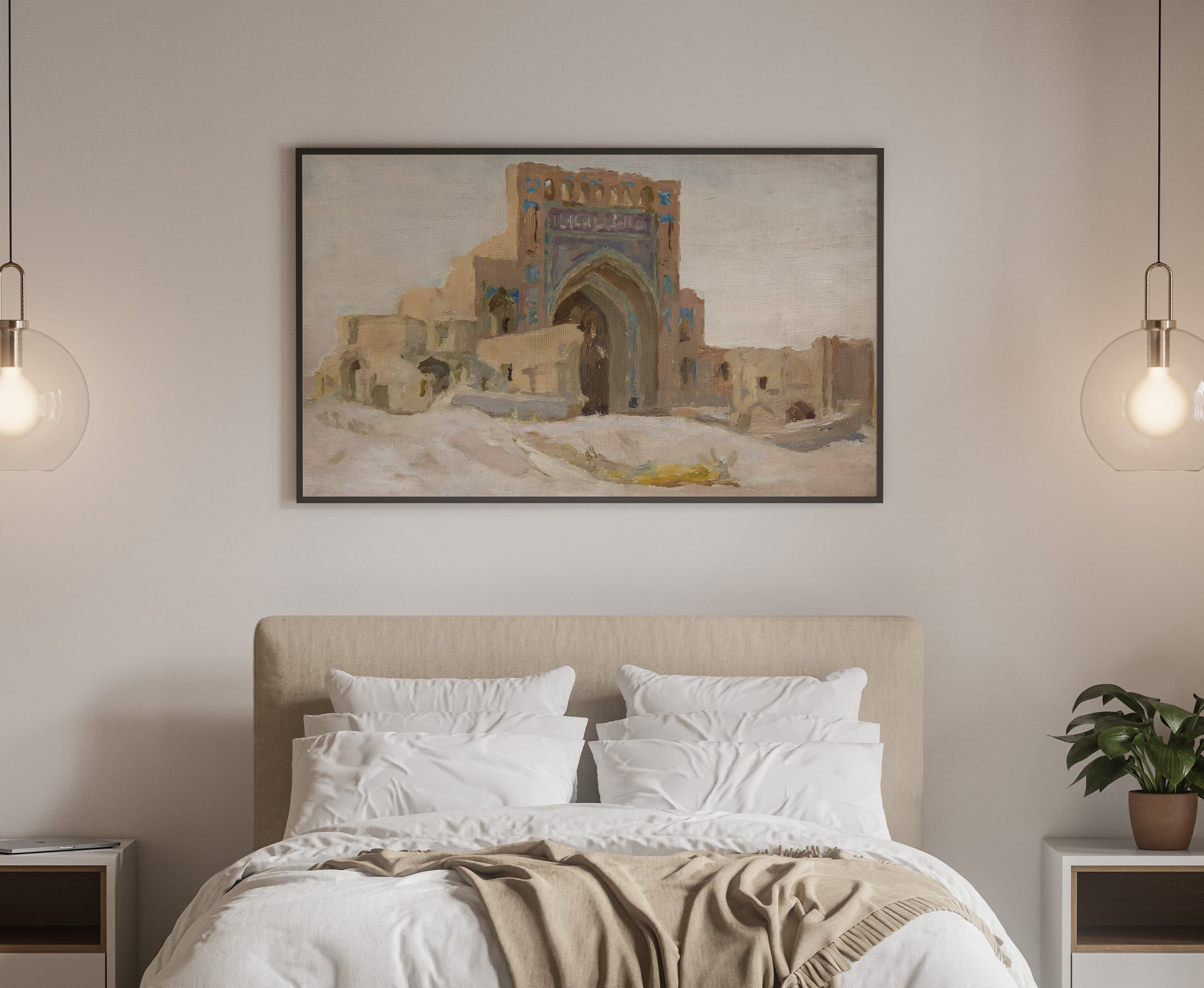 Printable Vintage Wall Decor, Digital Print, Mosque Painting, Muslim Wall Art, Abstract Islamic Art, Nikkah Gift, Islamic Architecture Art - image 4