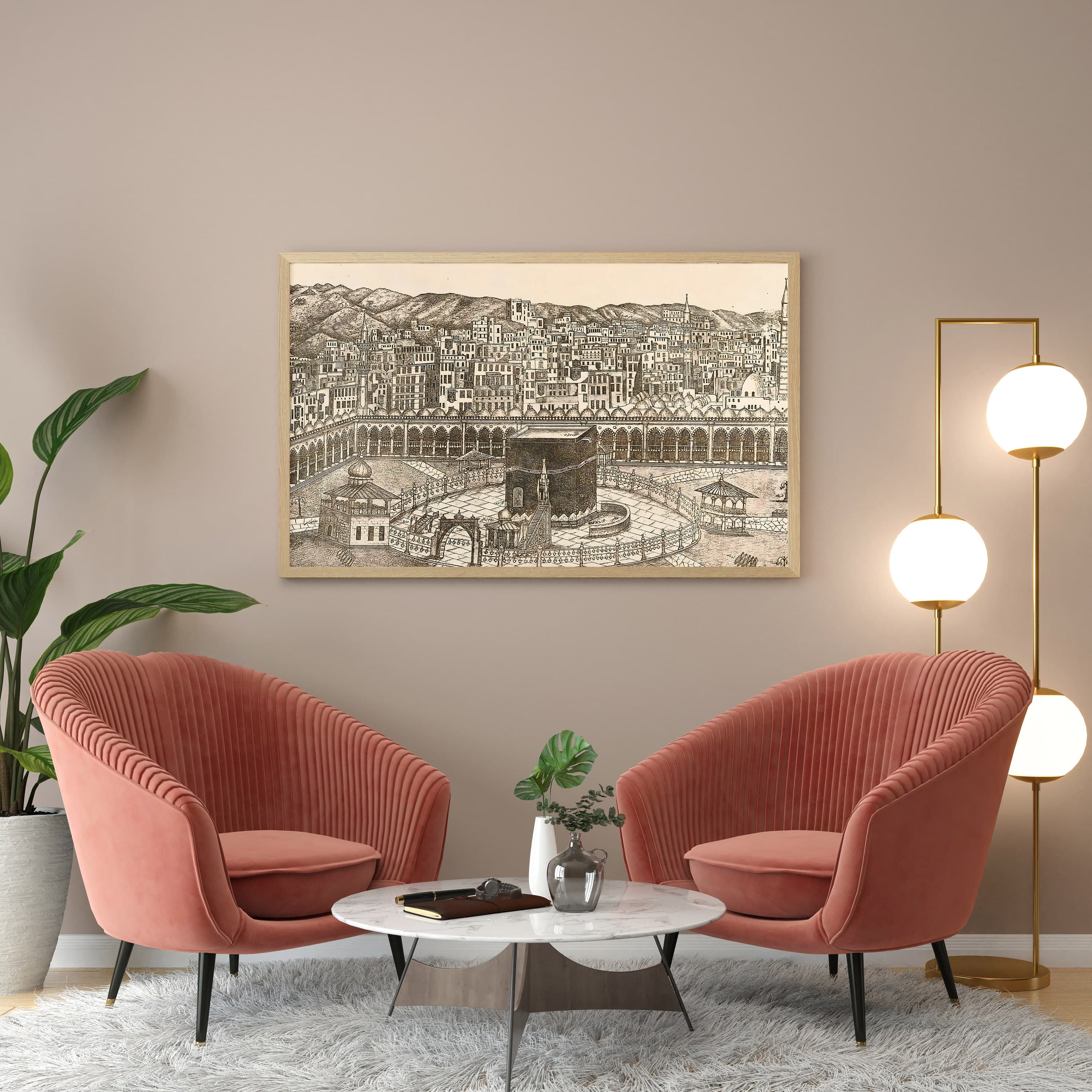 Printable Vintage Kabbah in Mecca Wall Art, Muslim wedding gift, Islamic Art Painting, islamic Home Decor, Muslim Wall Art, Kabbah Sketch - image 3