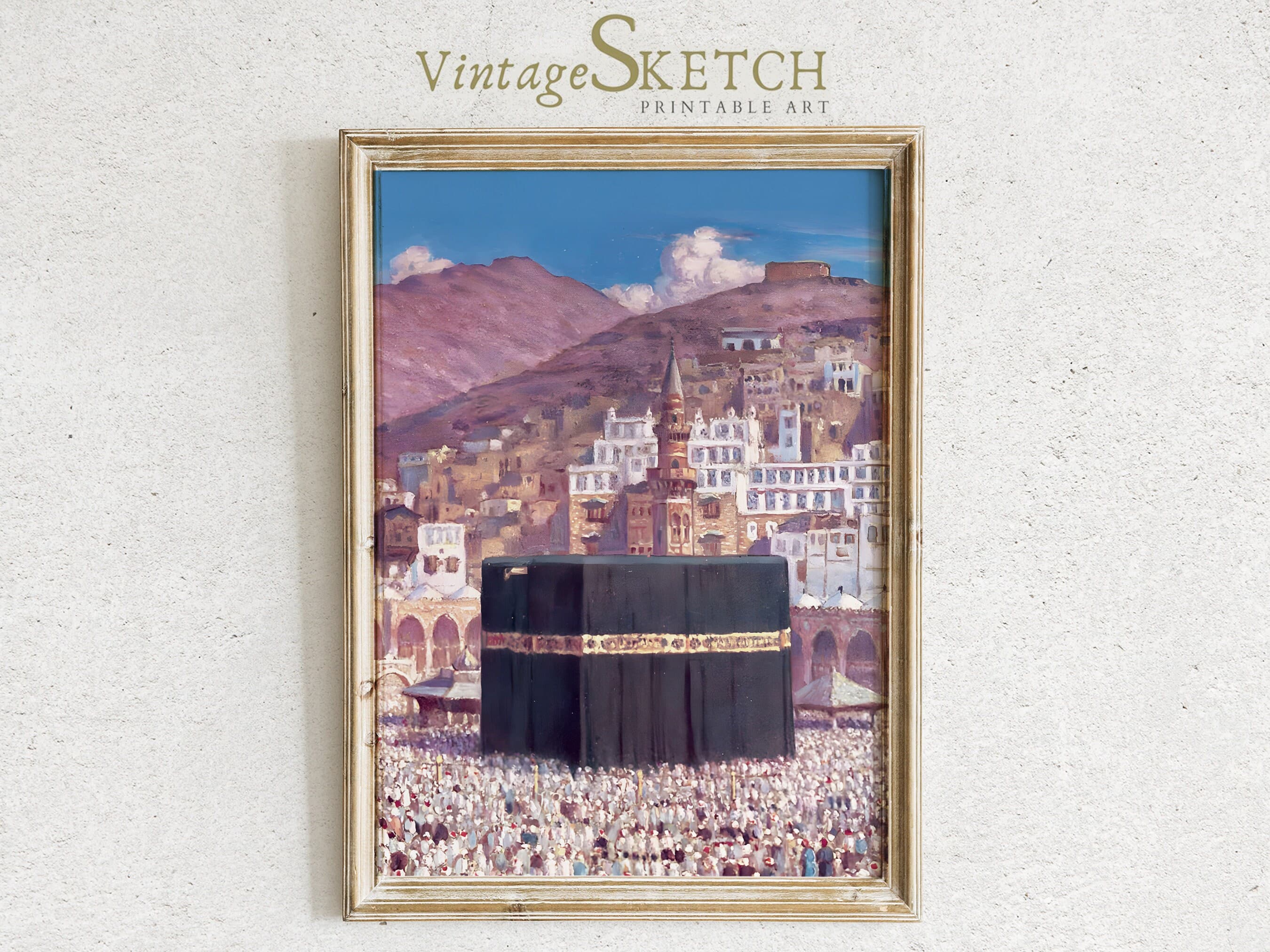 Printable Vintage Kaaba in Mekka Wall Art, Islamic wedding gift, Islamic Art Painting,islamic art ,Muslim Wall Art,Painting-Instant download - image 4