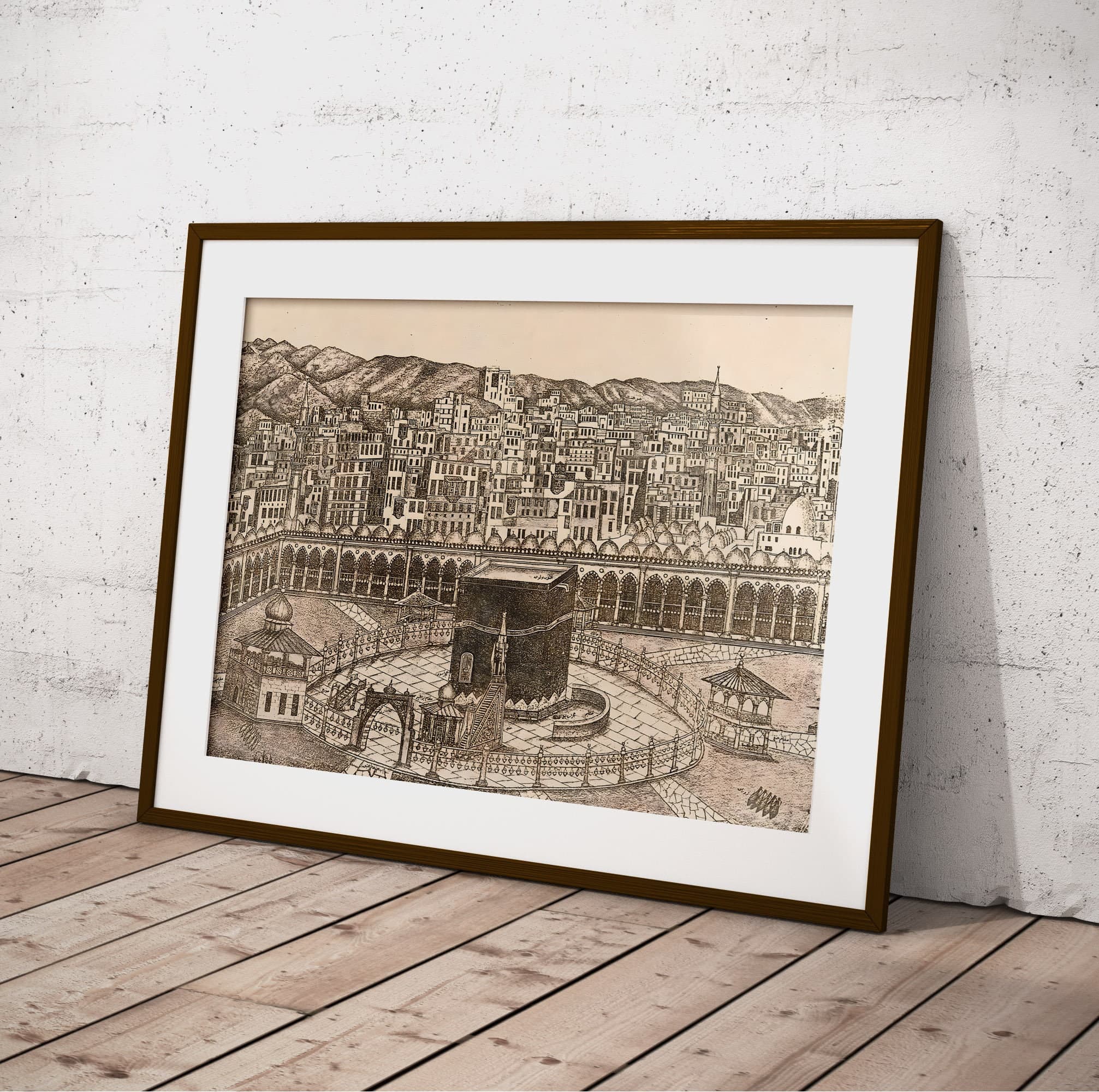 Printable Vintage Kabbah in Mecca Wall Art, Muslim wedding gift, Islamic Art Painting, islamic Home Decor, Muslim Wall Art, Kabbah Sketch - image 4