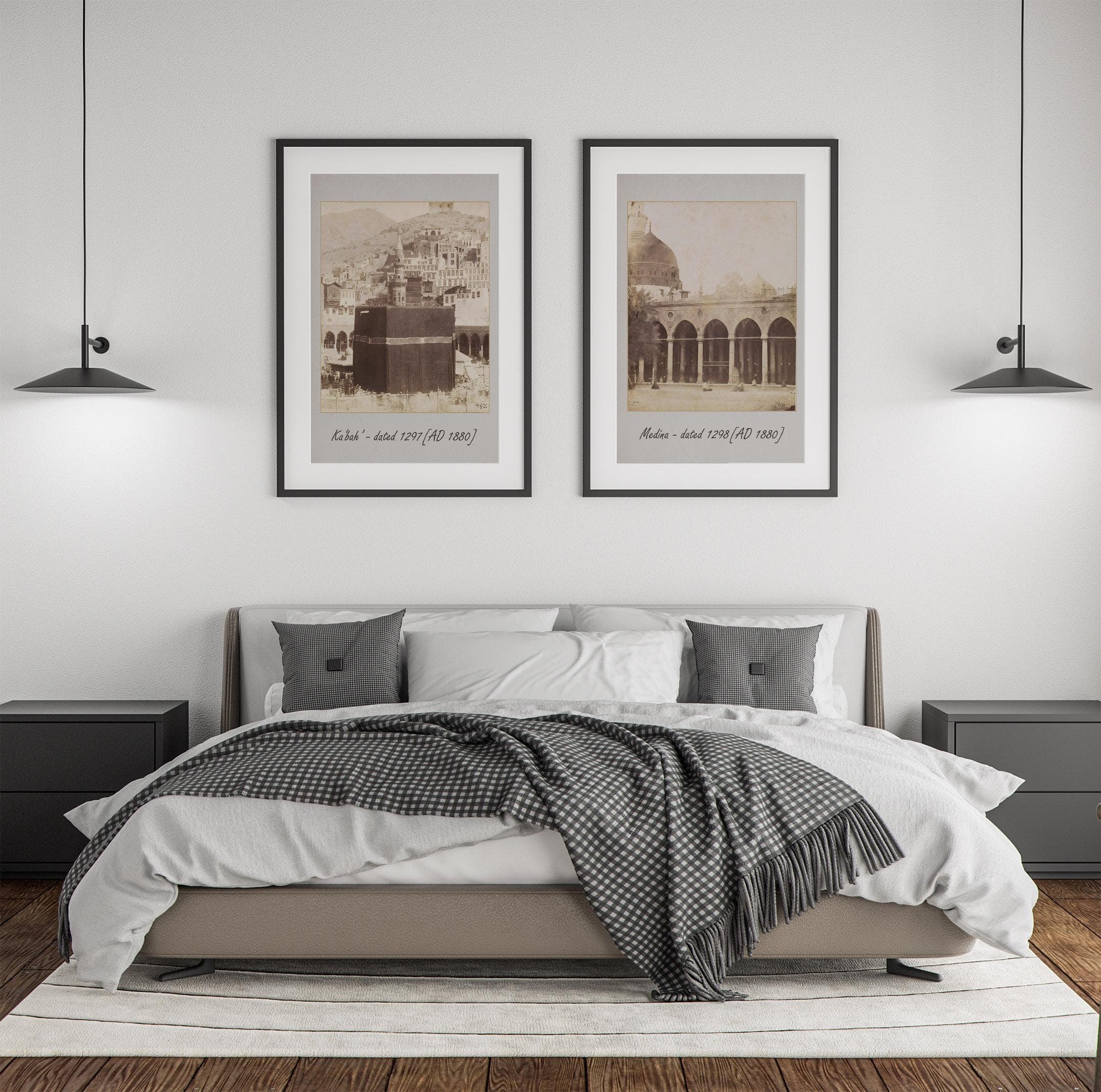 Vintage Kabah Masjid Al Nabawi, Set of 2 Islamic Wall Art, Muslim Home Decor Gift, Prophet Mosque Wall Art, Vintage Makkah and Medina Poster - image 5