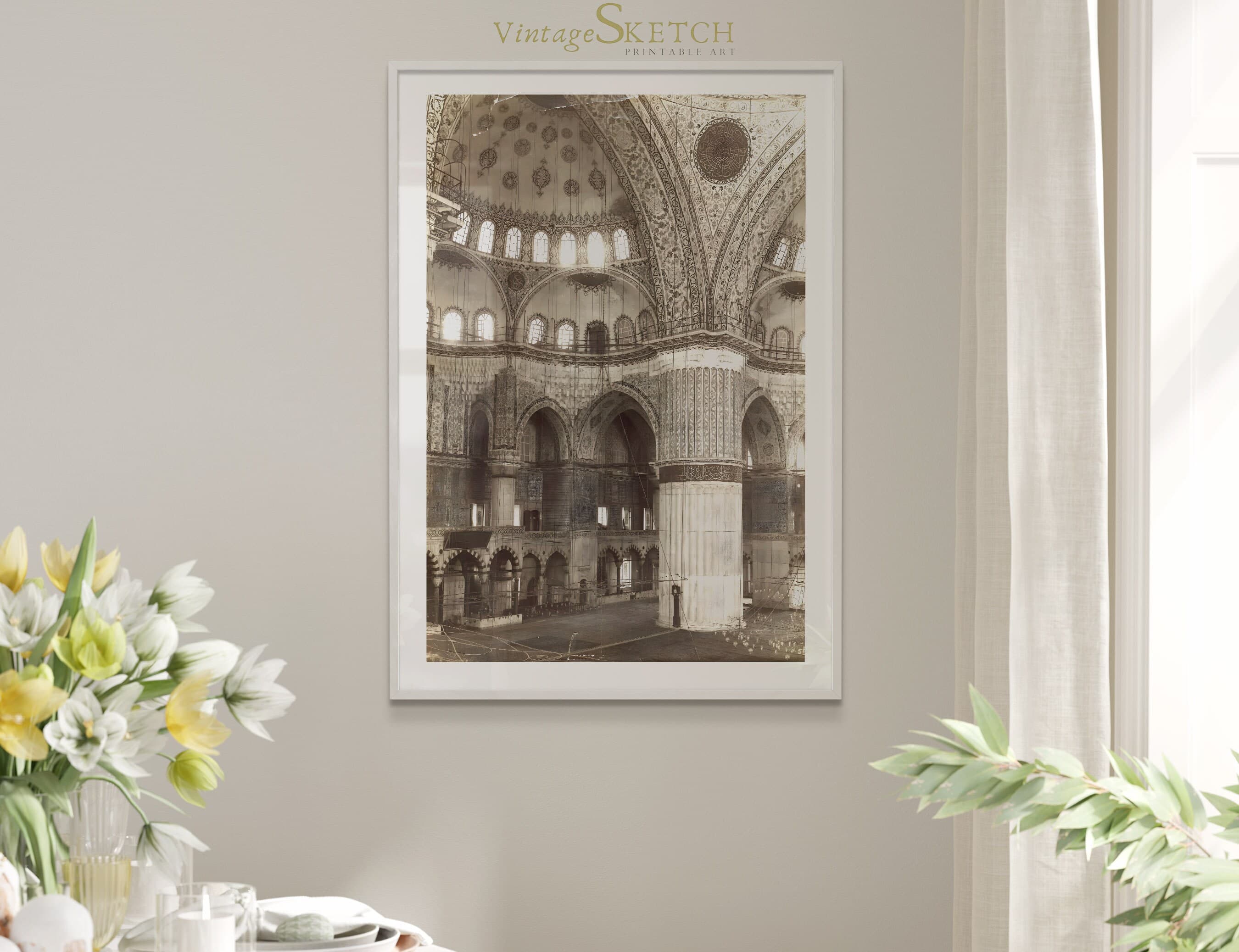 Vintage Interior Mosque Wall Art, Islamic gifts, Abstract Islamic Art, Islamic Home Decor, Mosque Poster, Muslim Architecture - image 5
