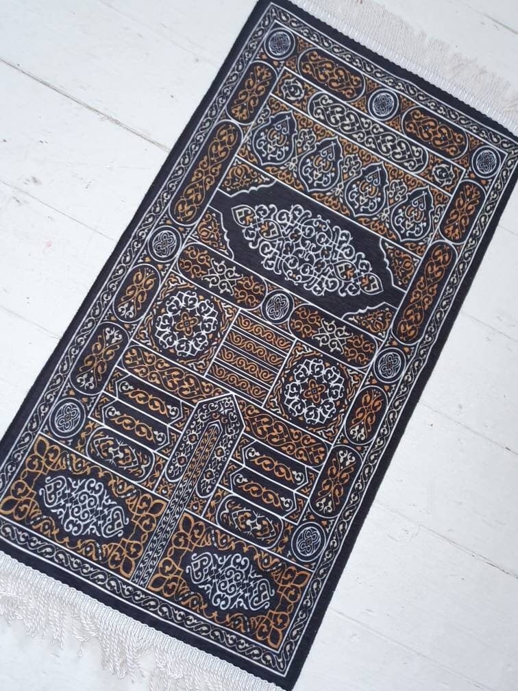 Kaaba Kiswah door Prayer Mat sajada kaba Hajj Wedding Muslim Makkah Islamic rug Ibadah Black Musallah Hafiz Umrah Salah kids Janamaz - image 3