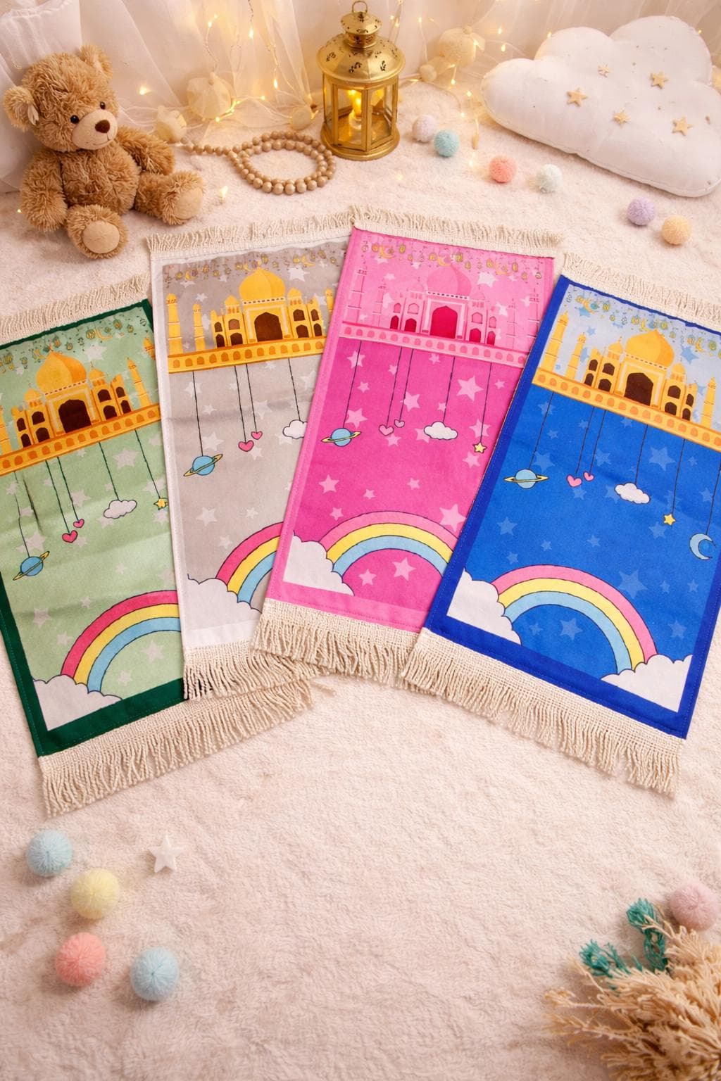Personalised kids prayer mat with Name – Salah Rug for Boys & Girls | Ramadan Eid Present | Islamic Muslim Gift for Children | Birthday gift