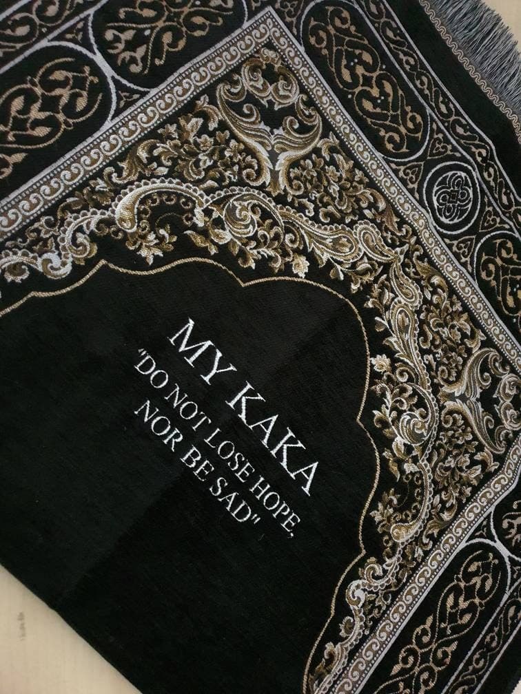 Personalized Prayer Mat: Embroidered Name, Chenille Islamic Gift