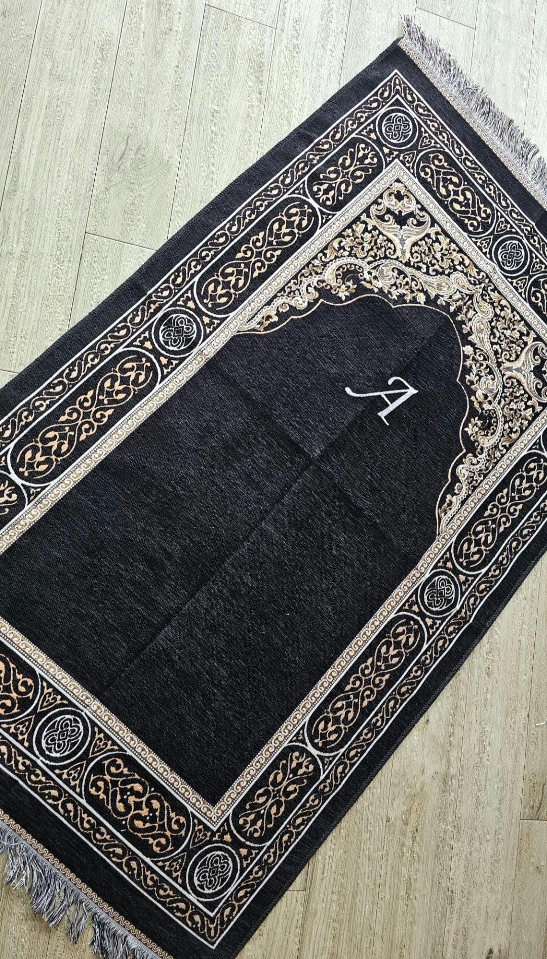 Personalized Embroidered Chenille Prayer Mat: Islamic Sajada Janamaz, Adult Size - image 4