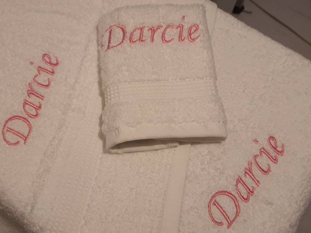 Luxury Personalised Towel Set – Bath, Hand and Face Towels in Multiple Colours | Custom Gift for Couples, Newborn, White - image 5