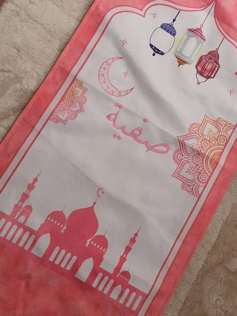 Personalized Kids Prayer Mat: Colorful Cartoon Design, Embroidered Name - image 5