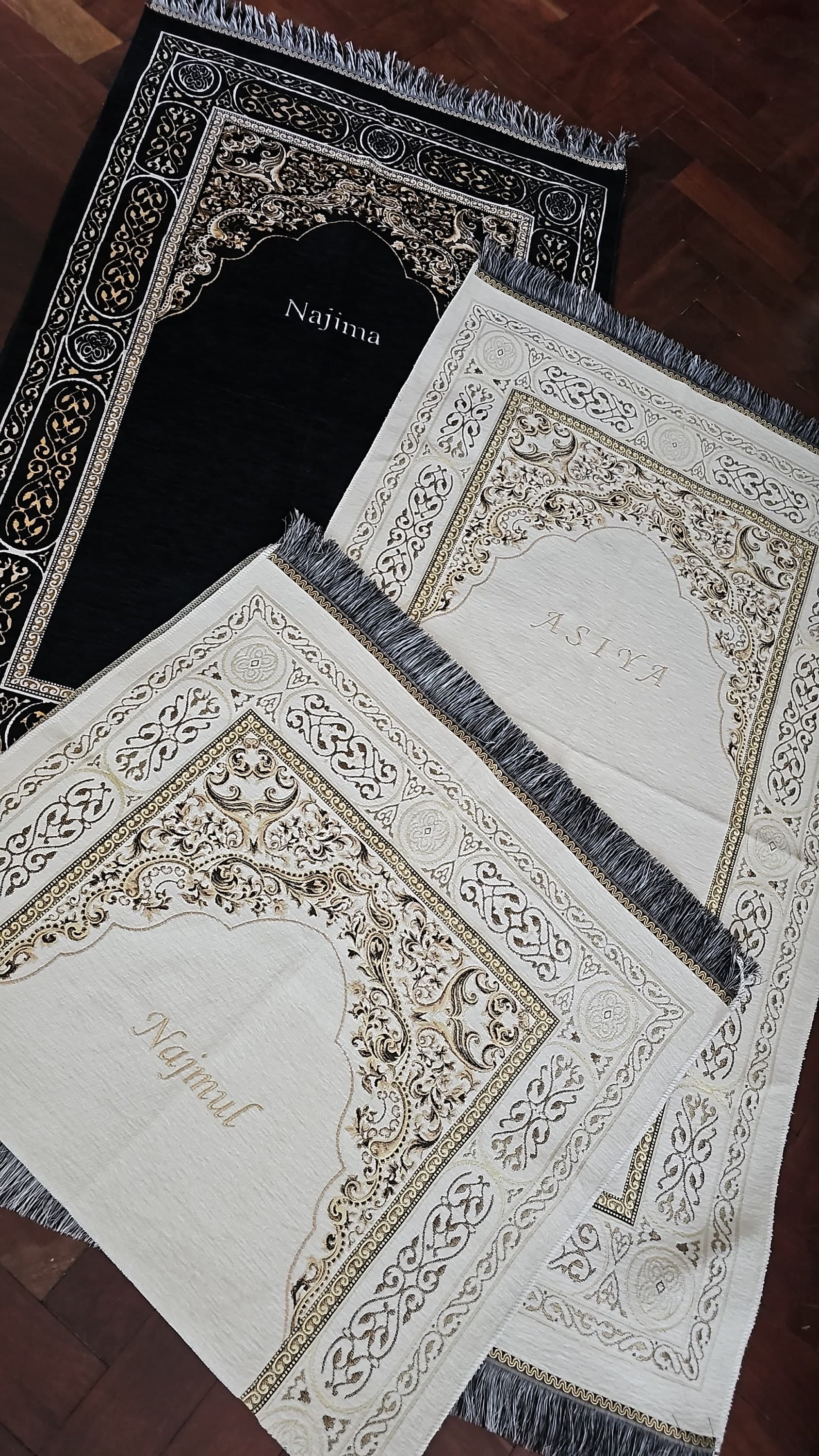 Embroidered Name Mat, Islamic Prayer Mat, Muslim Janamaz