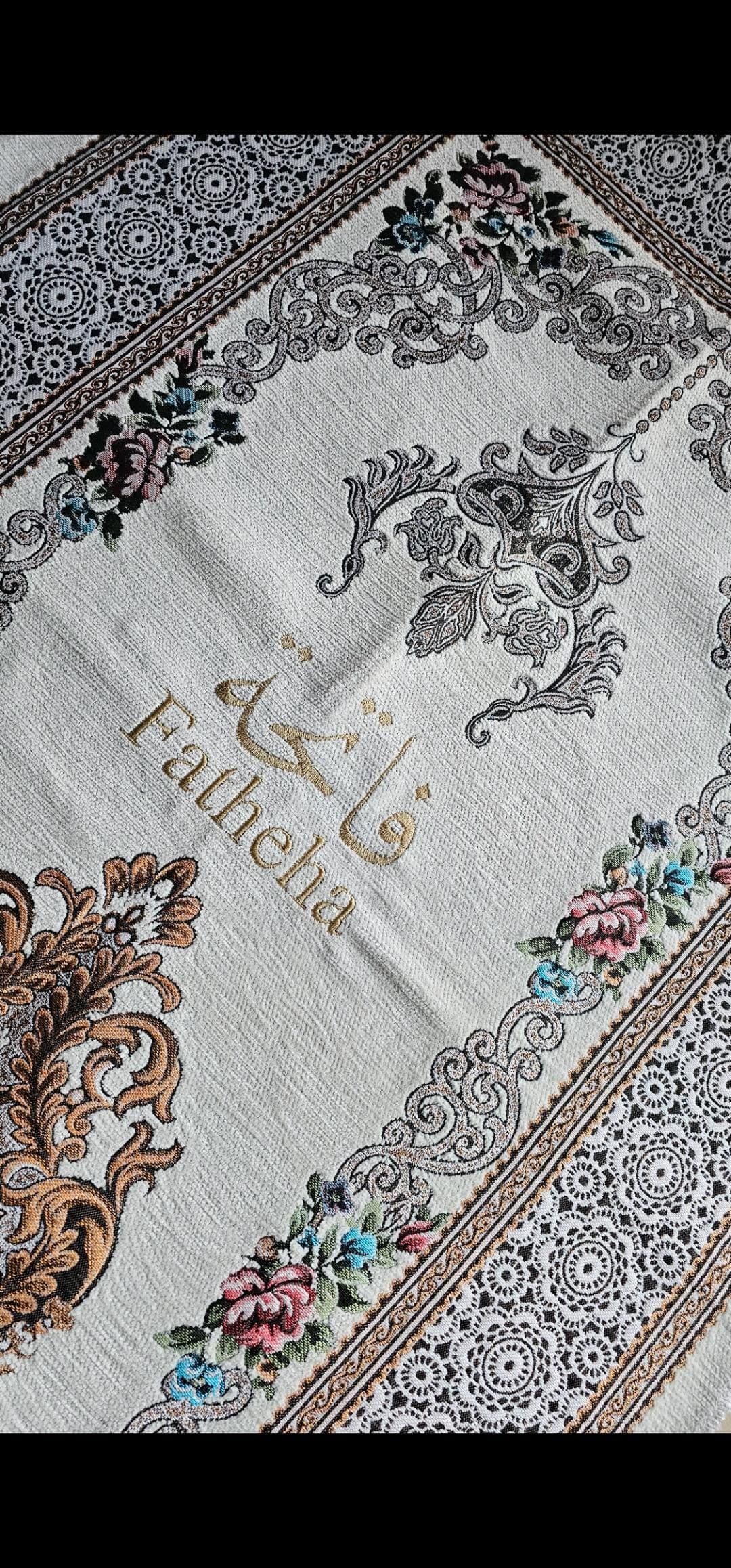 Personalised prayer mat in cream| Islamic Gift for Him Her | Eid Ramadan Nikkah Wedding Gift | Janamaz Musallah | Engagement Anniversary gif
