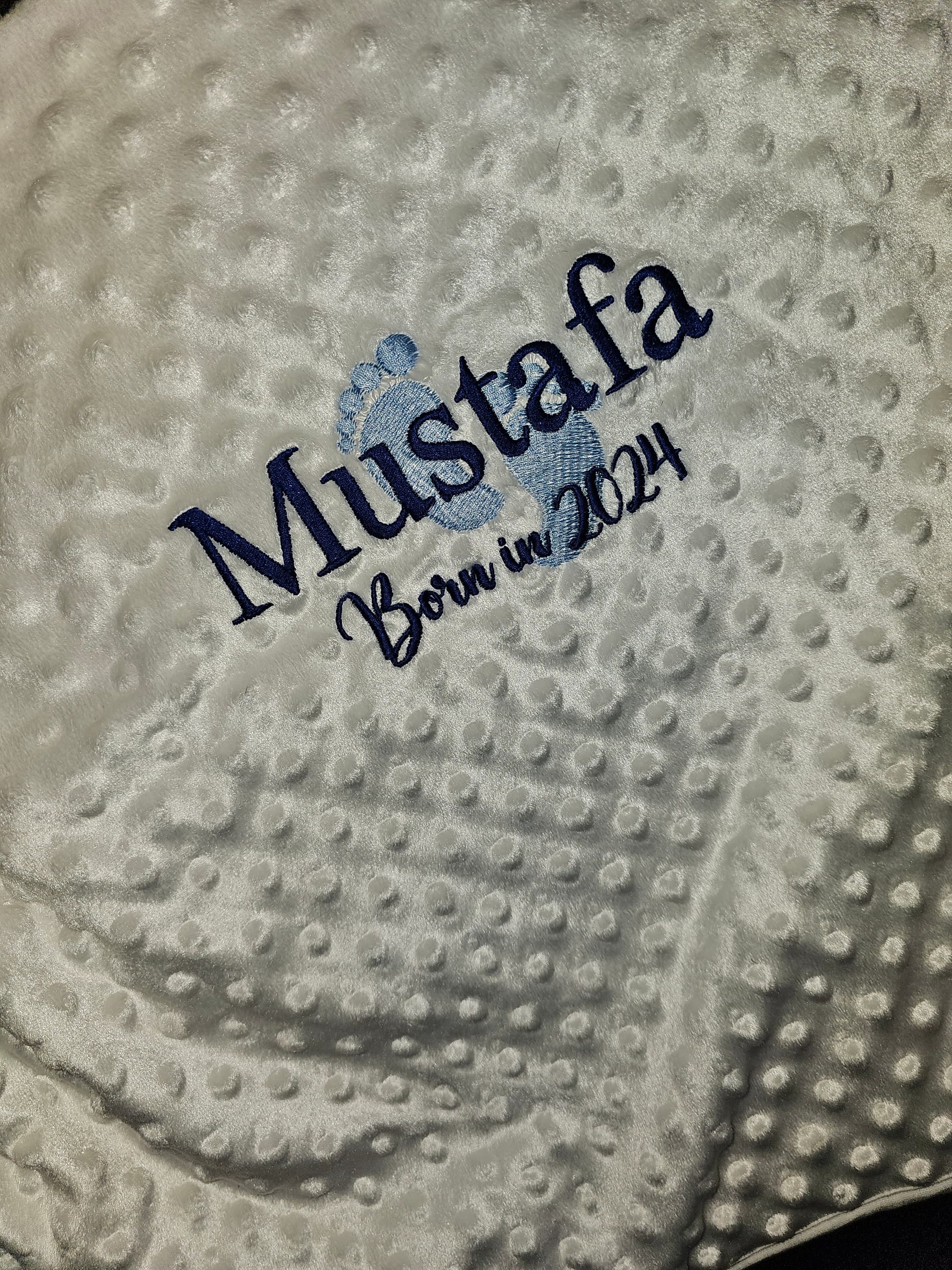Personalised Baby Popcorn Blanket with Name, Footprint & Year of Birth – Soft Newborn Keepsake | Baby Shower Gift | Born in 2025 Blanket