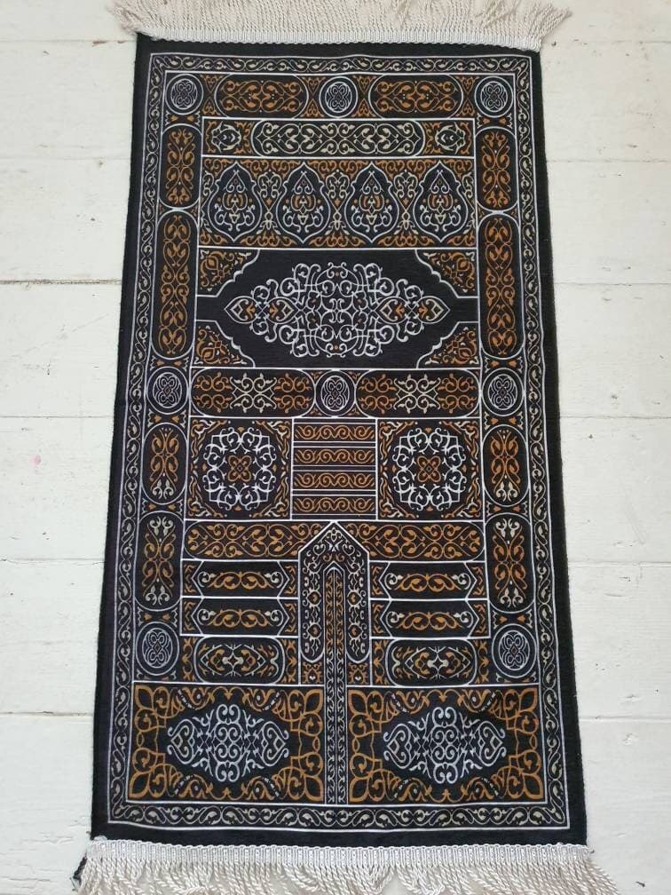 Kaaba Kiswah door Prayer Mat sajada kaba Hajj Wedding Muslim Makkah Islamic rug Ibadah Black Musallah Hafiz Umrah Salah kids Janamaz - image 4