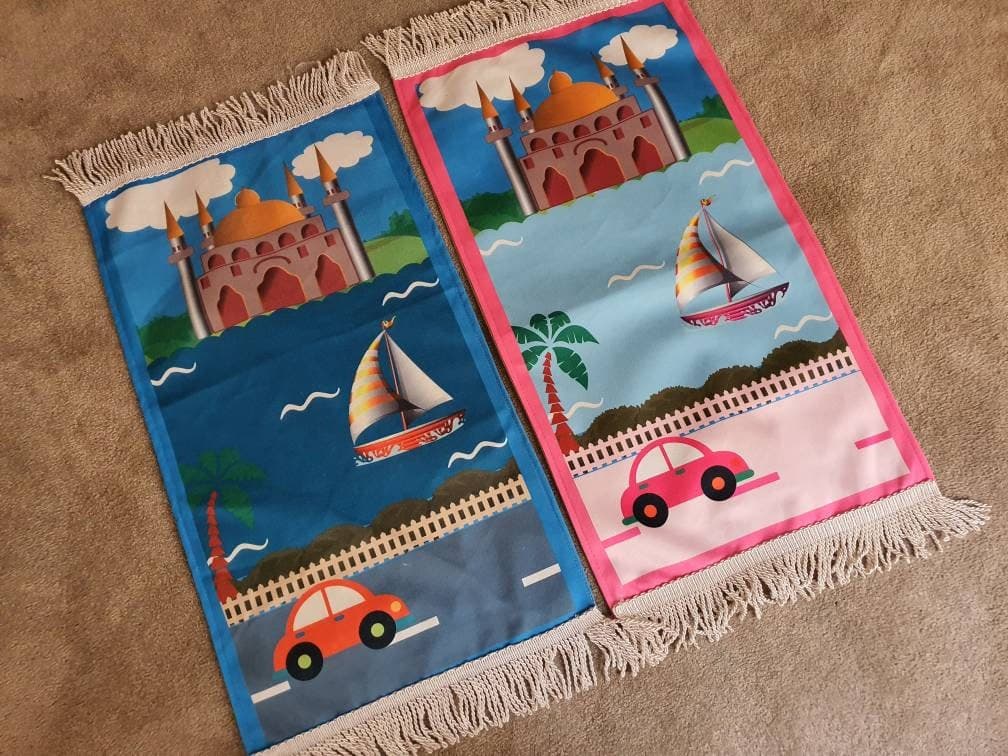 Ramadan Kids Islamic Prayer Mat, Personalized Mini Baby Toddler Salah Sajada Prayer Rug for Eid Gift - image 4