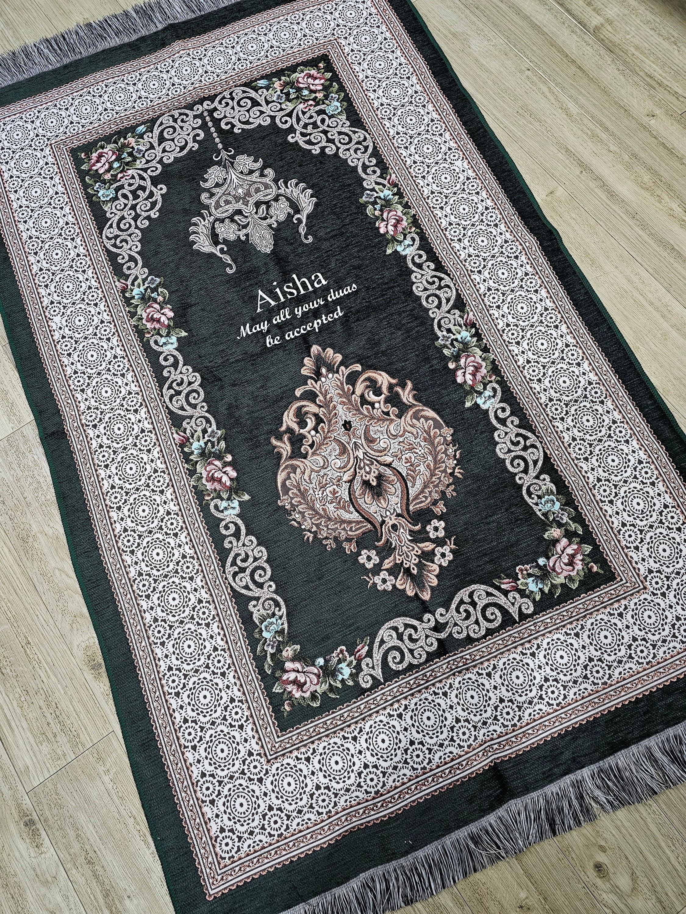 Personalised Prayer Mat – Adult size Musallah Janamaz Sajada–Islamic Gift for Ramadan, Eid, Nikah, Wedding Birthday gift idea Muslim gift - image 3