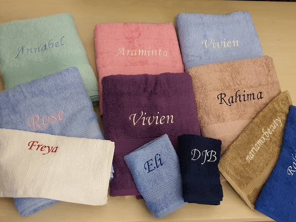 Personalised embroidered Towel– Bath, Hand and Face Sizes | Customised Gift for Wedding, Birthday, Mum Dad, Bridesmaids, Baby - image 3