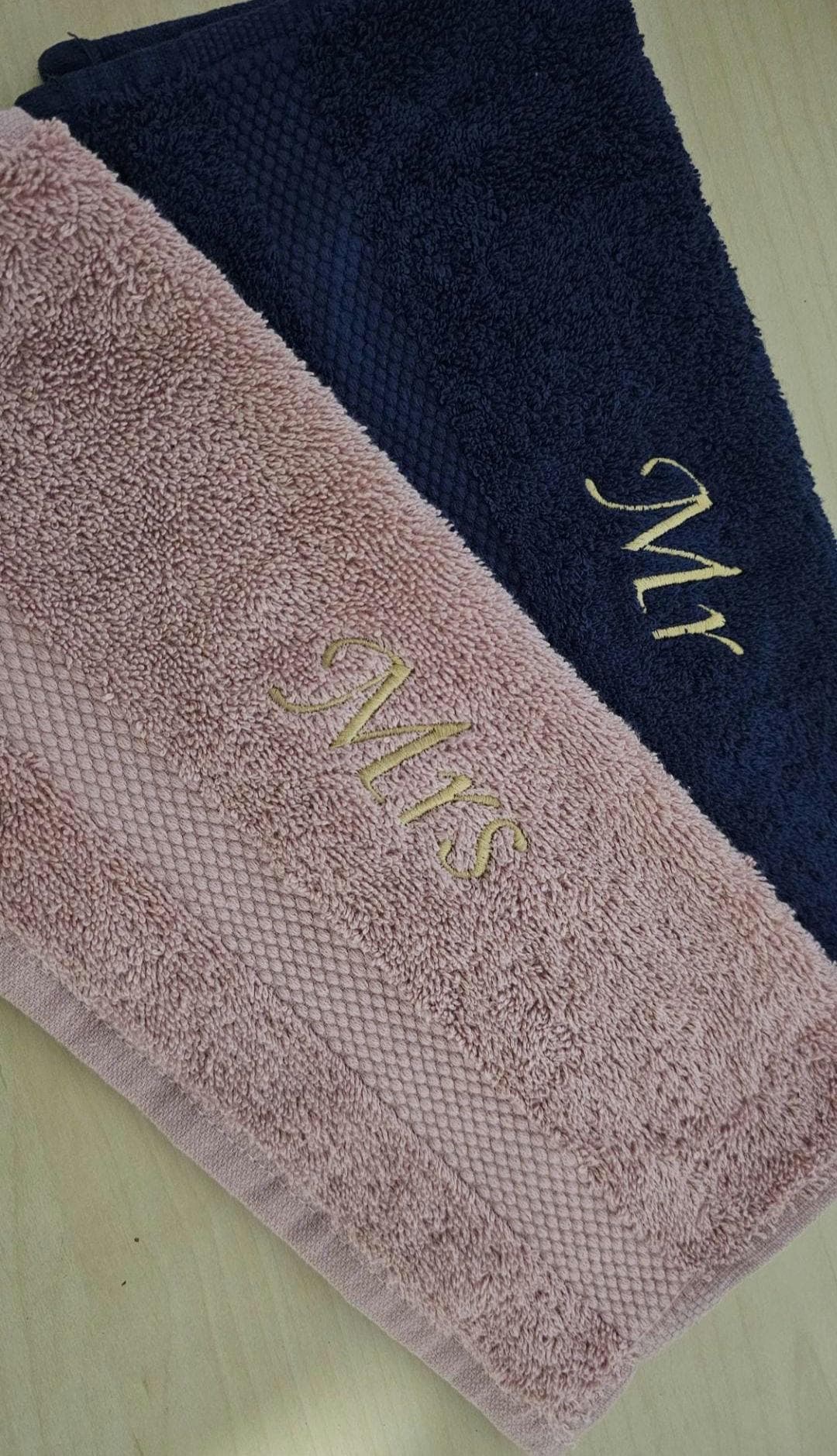 Set of 2 Mr and Mrs Towel Gift Set – His and Hers Face Cloths | Personalised Wedding Gift | New Home, Anniversary, Couple Present, - image 3