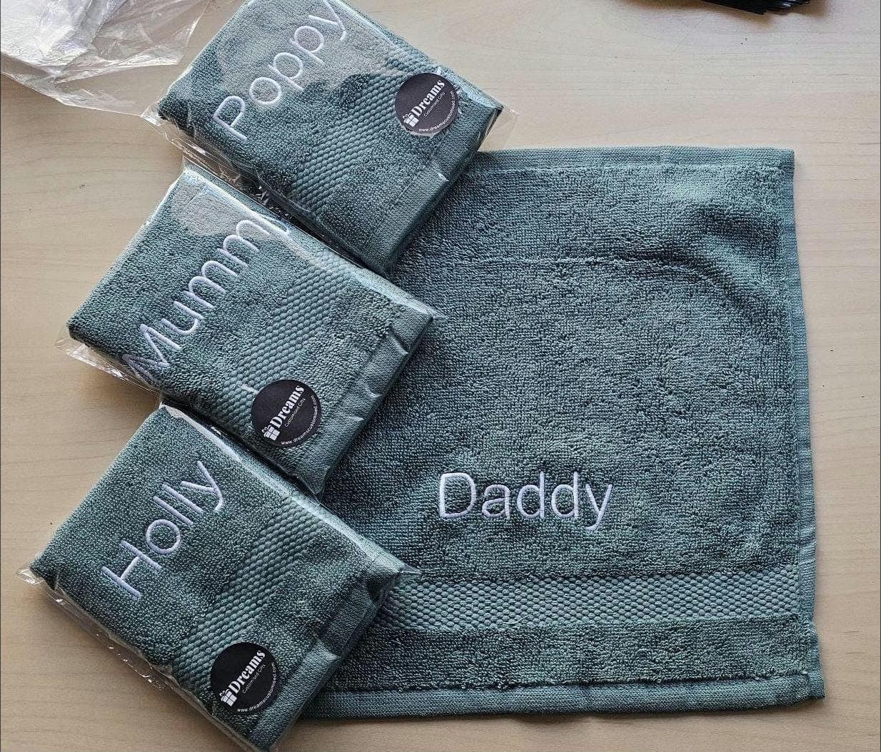 Personalised Embroidered Face Towel: Custom Flannel Gift With Any name, Perfect for Sports Gym Football Birthday Holiday Couples His Hers
