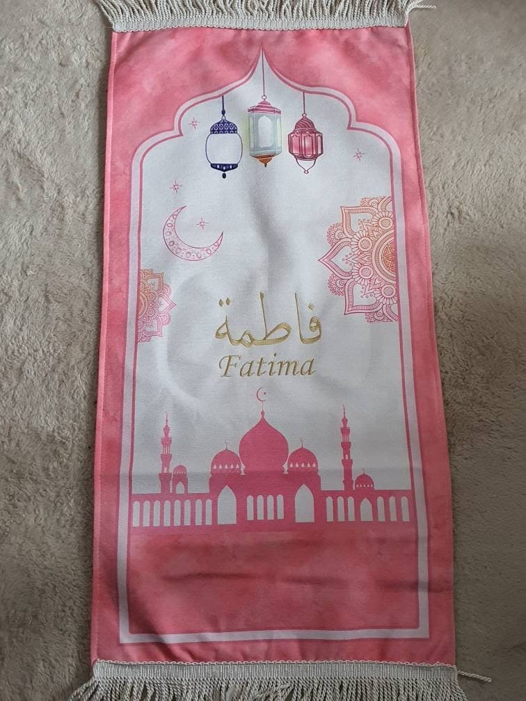Personalized Kids Prayer Mat: Colorful Cartoon Design, Embroidered Name - image 4