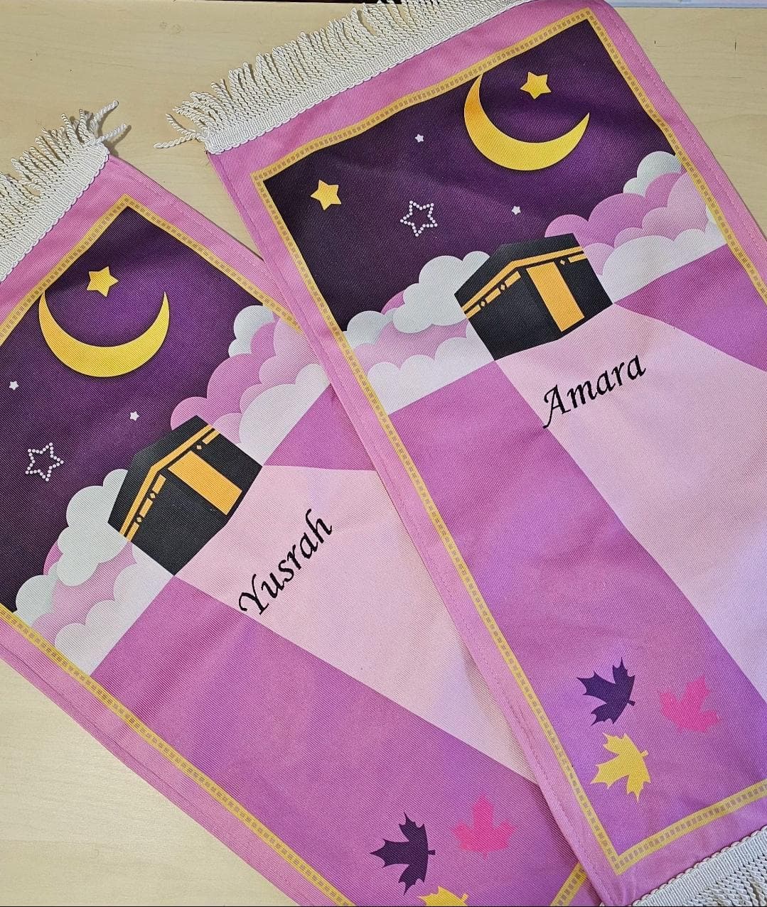 Personalised Prayer Mat for Kids – Islamic Gift with Name | Muslim Boys and Girls | Eid and Ramadan Present | Salah Rug | Kaba Kaaba Umrah
