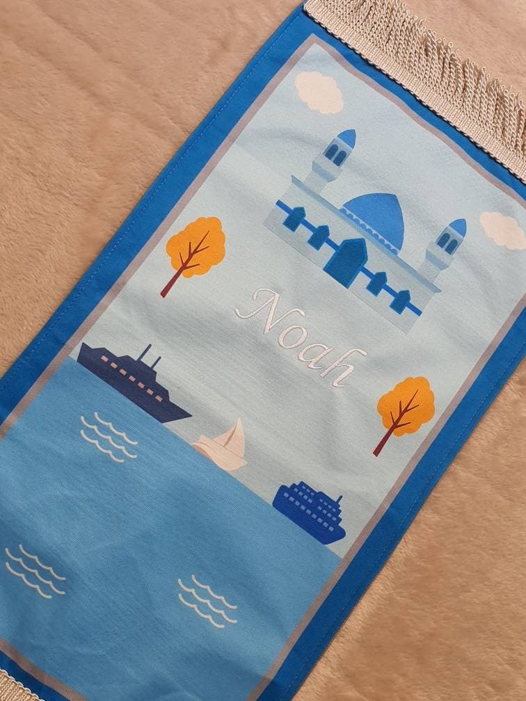 Personalized Islamic Prayer Mat, Custom Name Embroidered & Cute Designed Muslim Prayer Rug Gift for Children - image 5