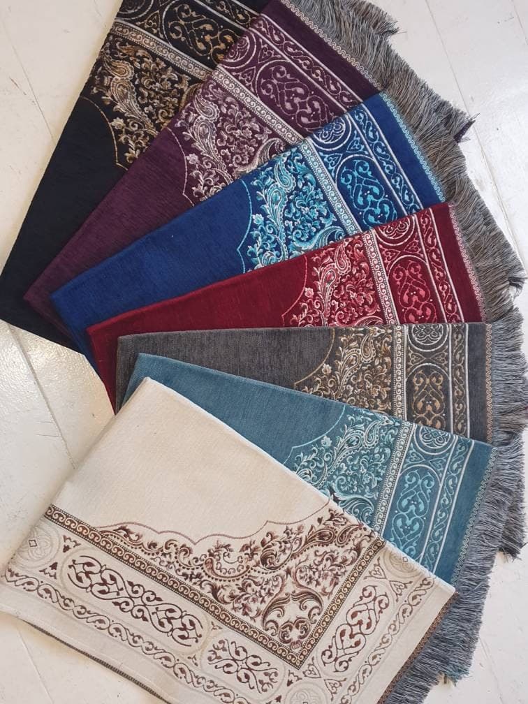 Personalized Embroidered Chenille Prayer Mat: Islamic Sajada Janamaz, Adult Size - image 3