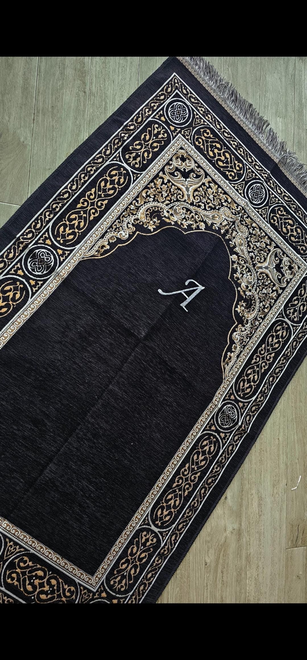 Personalized Embroidered Chenille Prayer Mat: Islamic Sajada Janamaz, Adult Size