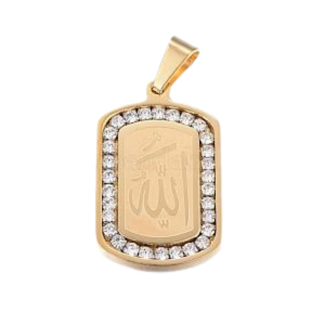 304 Stainless Steel Crystal Rhinestone Allah Pendant Necklace | For Her | Charm Necklace | Dainty Necklace | Minimalist Necklace - image 3