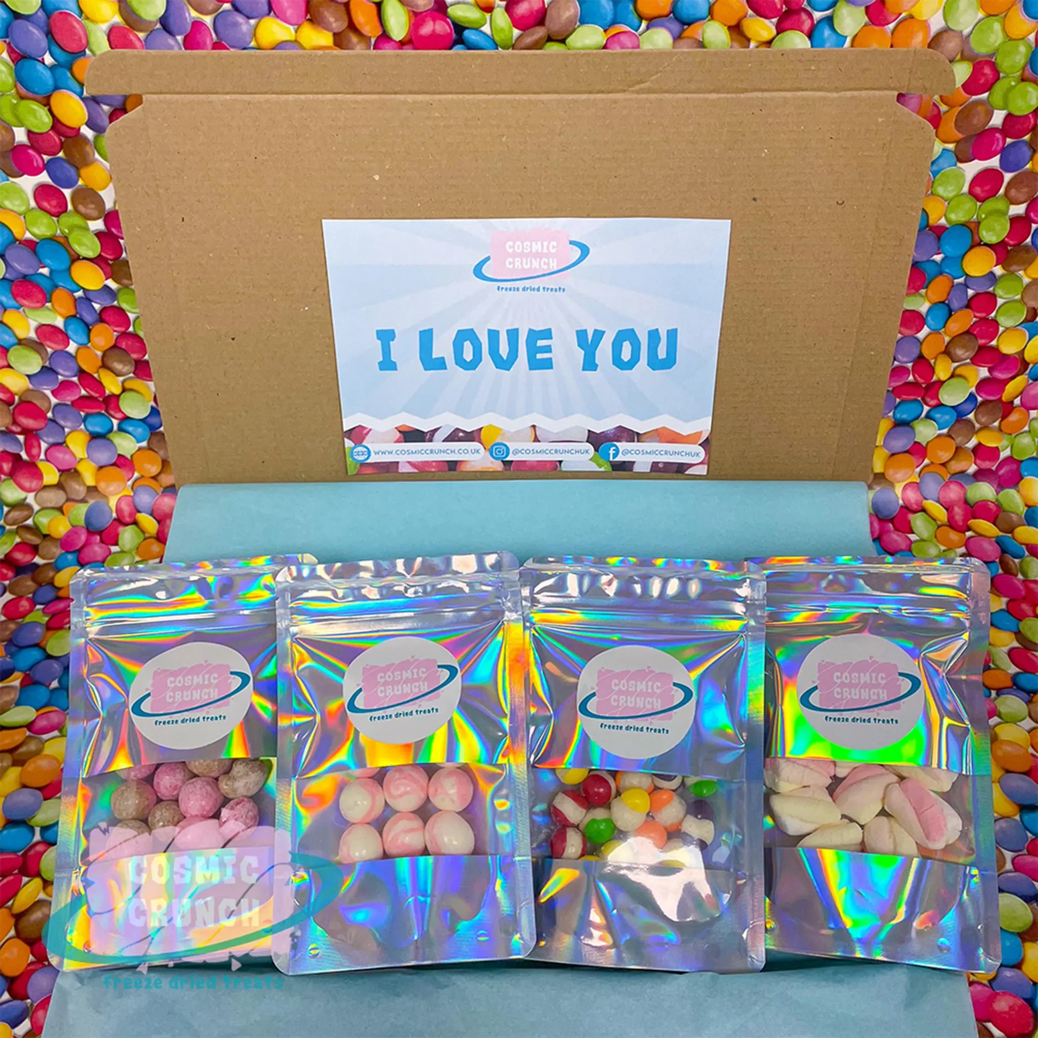 Freeze Dried Sweets Letterbox Gift Box "I Love You" | Cosmic Crunch | Astronaut Food TikTok Viral Fast Delivery Present Unusual