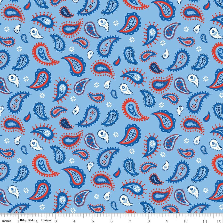 Red White & Bang by Sandy Gervais for Riley Blake Designs C11522 Blue - image 3
