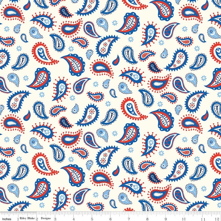 Red White & Bang by Sandy Gervais for Riley Blake Designs C11522 Cream - image 3