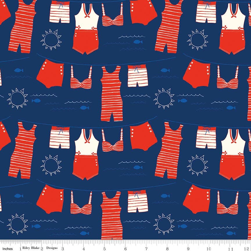Red White & Bang by Sandy Gervais for Riley Blake Designs C11520 Navy - image 3